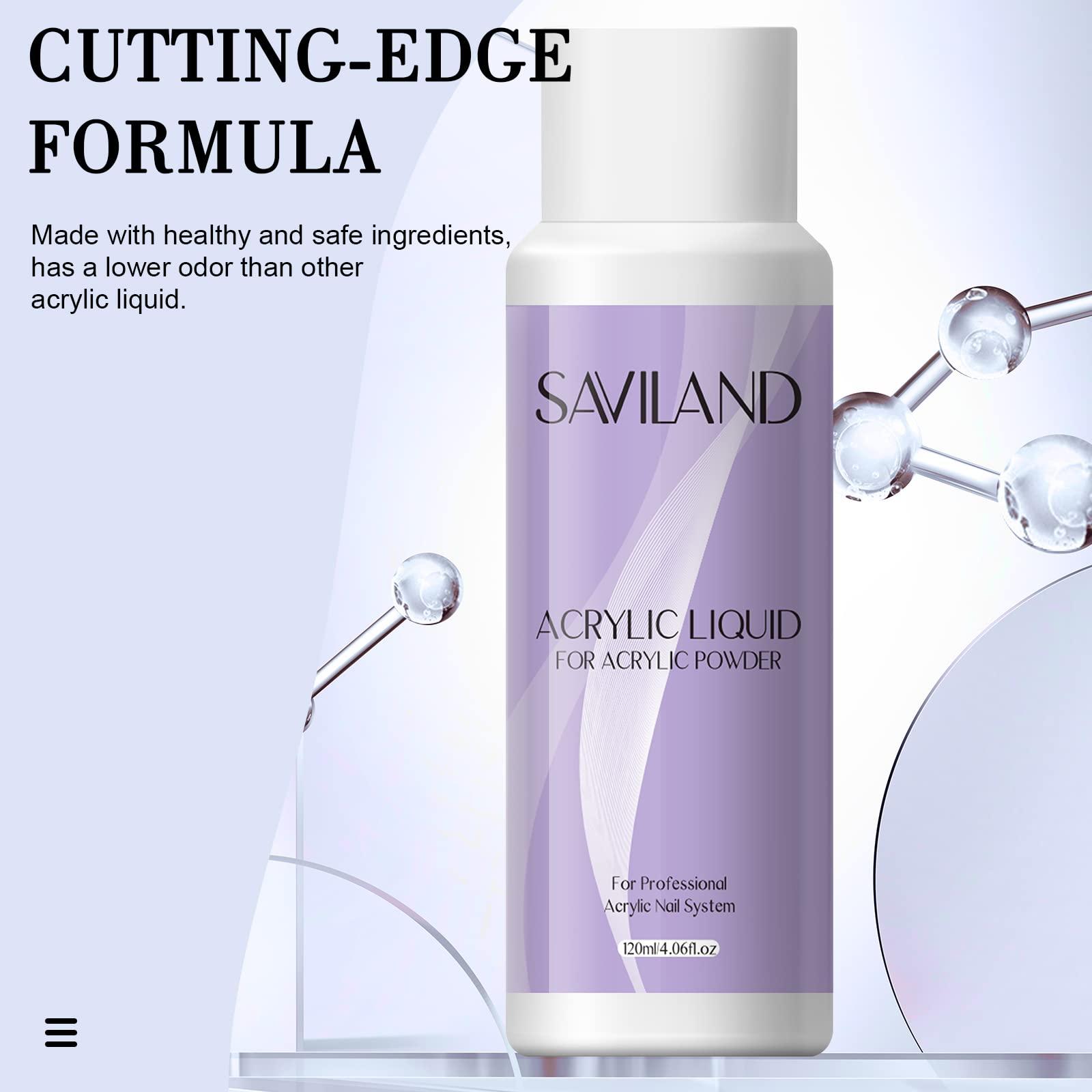 SAVILAND Saviland Monomer Acrylic Nail Liquid, 4 oz Acrylic Liquid for Acrylic Powder, Professional Non-Yellowing Acrylic Monomer for Nail Extension Salon Home DIY