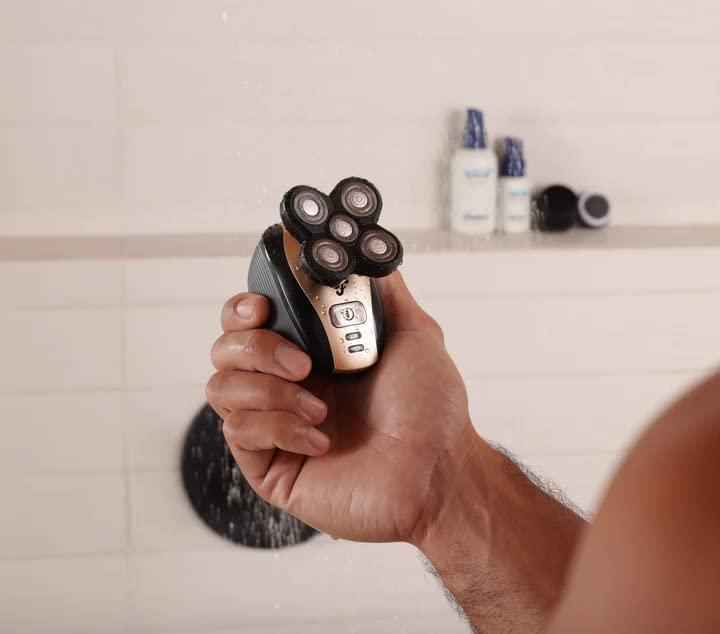 FREEDOM GROOMING The FlexSeries Electric Head Hair Shaver - Freebird - Ultimate Mens Cordless Rechargeable Wet/Dry Skull & Bald Head Waterproof Razor with Rotary Blades, Clippers, Nose Trimmer, Brush, Massager