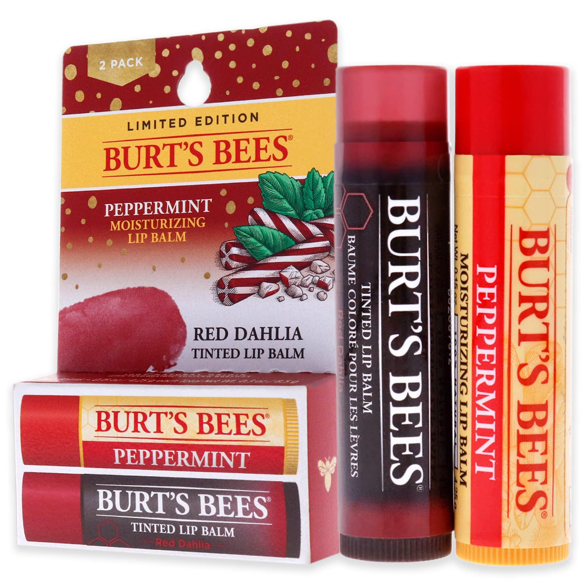 Burt's Bees Burts Bees Burts Bees Lip Balm Kit Unisex Lip Balm Peppermint, Red Dahlia Tinted, 0.15 Ounce (Pack of 2)