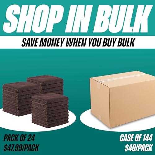 Arkwright LLC Arkwright Bleach Proof Salon Towels Bulk - (Pack of 24) Ultra Soft, Gentle Microfiber, Highly Absorbent & Quick Dry Spa Facial Towel for Hair Stylist, Nail Shop, and Esthetician, 16 x 27 in, Brown