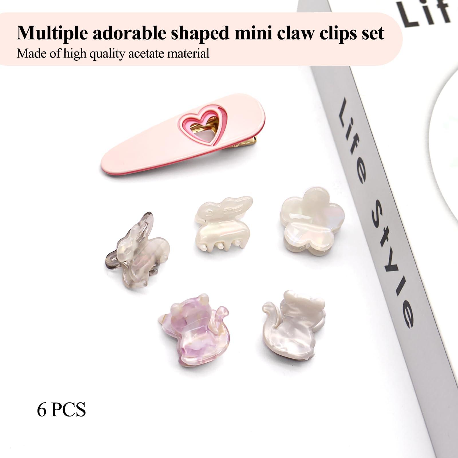 D D 6PCS Hair Clips for Women: Mini Non-Slip Claw Clips, Flower Jaw Barrettes - Cute Hair Accessories
