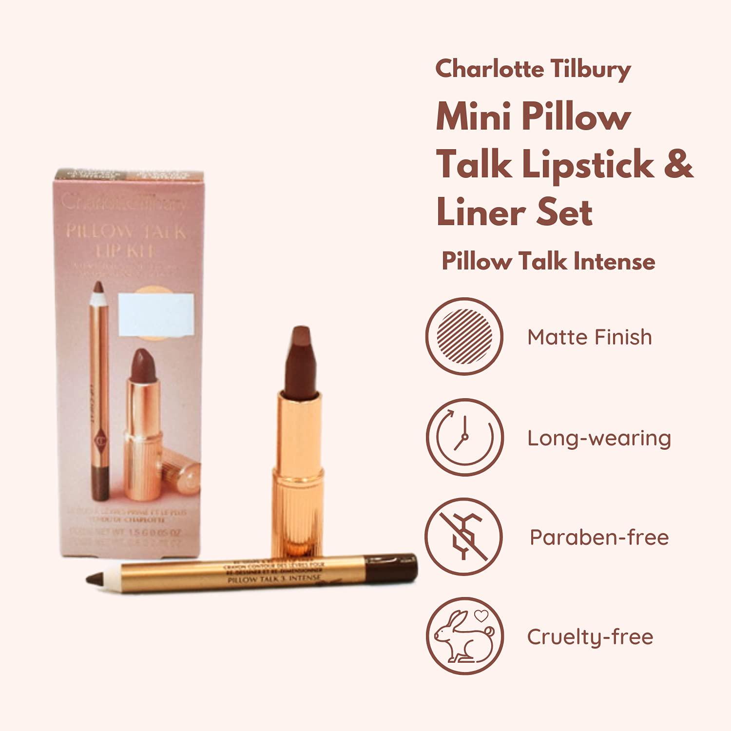 CHARLOTTE TILBURY CHARLOTTE TILBURY Mini Pillow Talk Duo Lip Kit Pillow Talk Intense - Travel Size Lip Makeup Set, Mini Lip Cheat Lip Liner and Mini Matte Revolution Lipstick, Long Lasting
