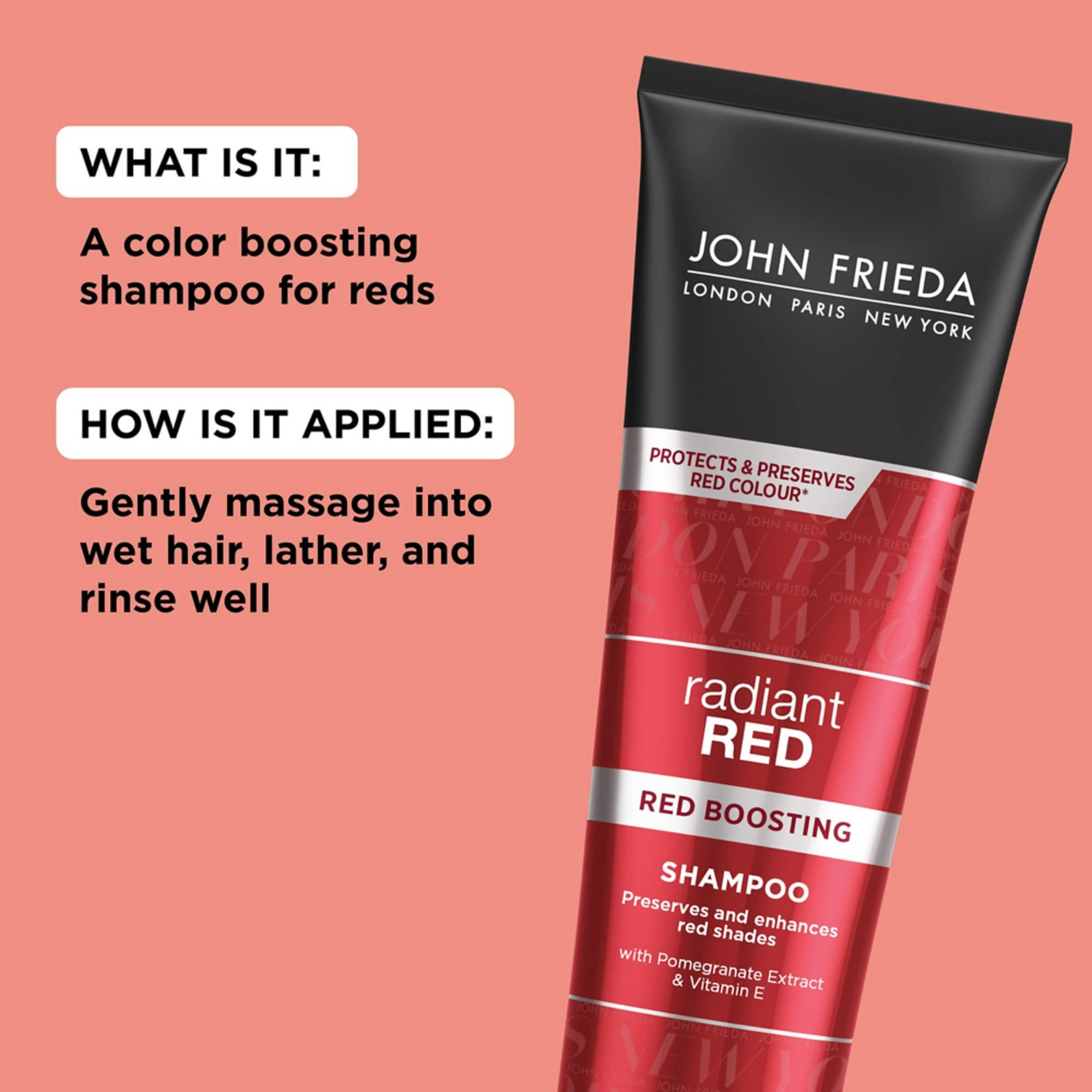 John Frieda John Frieda Radiant Red Red Boosting Shampoo, Daily Shampoo, Helps Enhance Red Hair Shades, 8.3 Ounce, with Pomegranate and Vitamin E