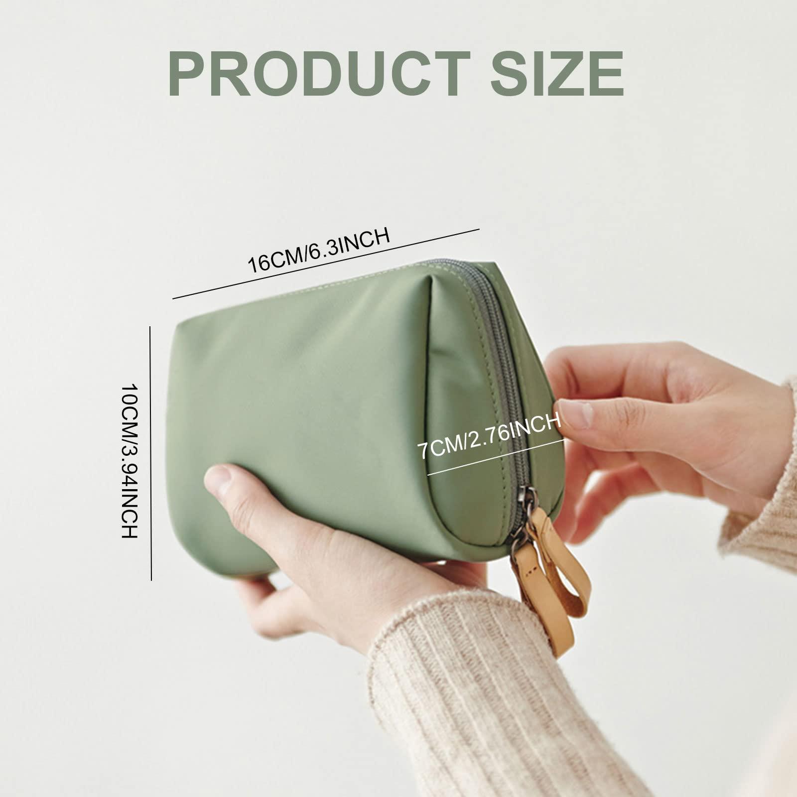 TSHAOUN TSHAOUN Travel Makeup Pouch, Small Cosmetic Bag 2023 New Travel Makeup, Waterproof Portable Travel Toiletry Pouch with Zipper,Travel Pouch for Women Toiletry and Makeup, Green Pink,