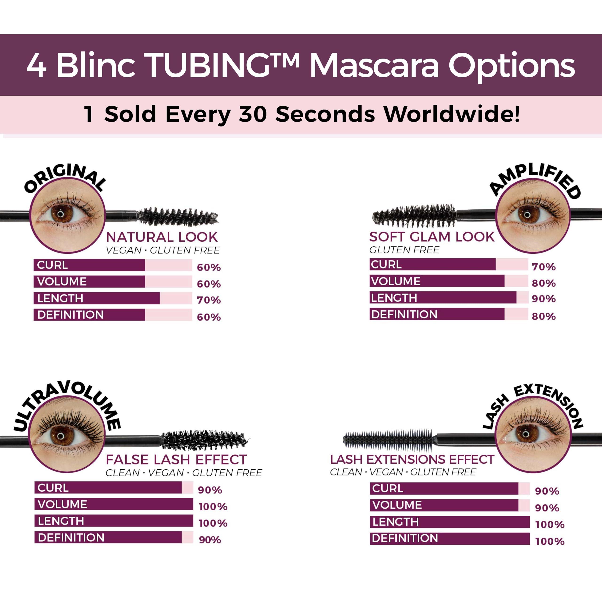 blinc Blinc Amplified Tubing Mascara, Ultra-Longwearing Washable Mascara, Soft-Glam Volumizing, Lengthening and Defining Mascara, Gluten-Free and Cruelty-Free, 9mL / 0.30 Fl. OZ