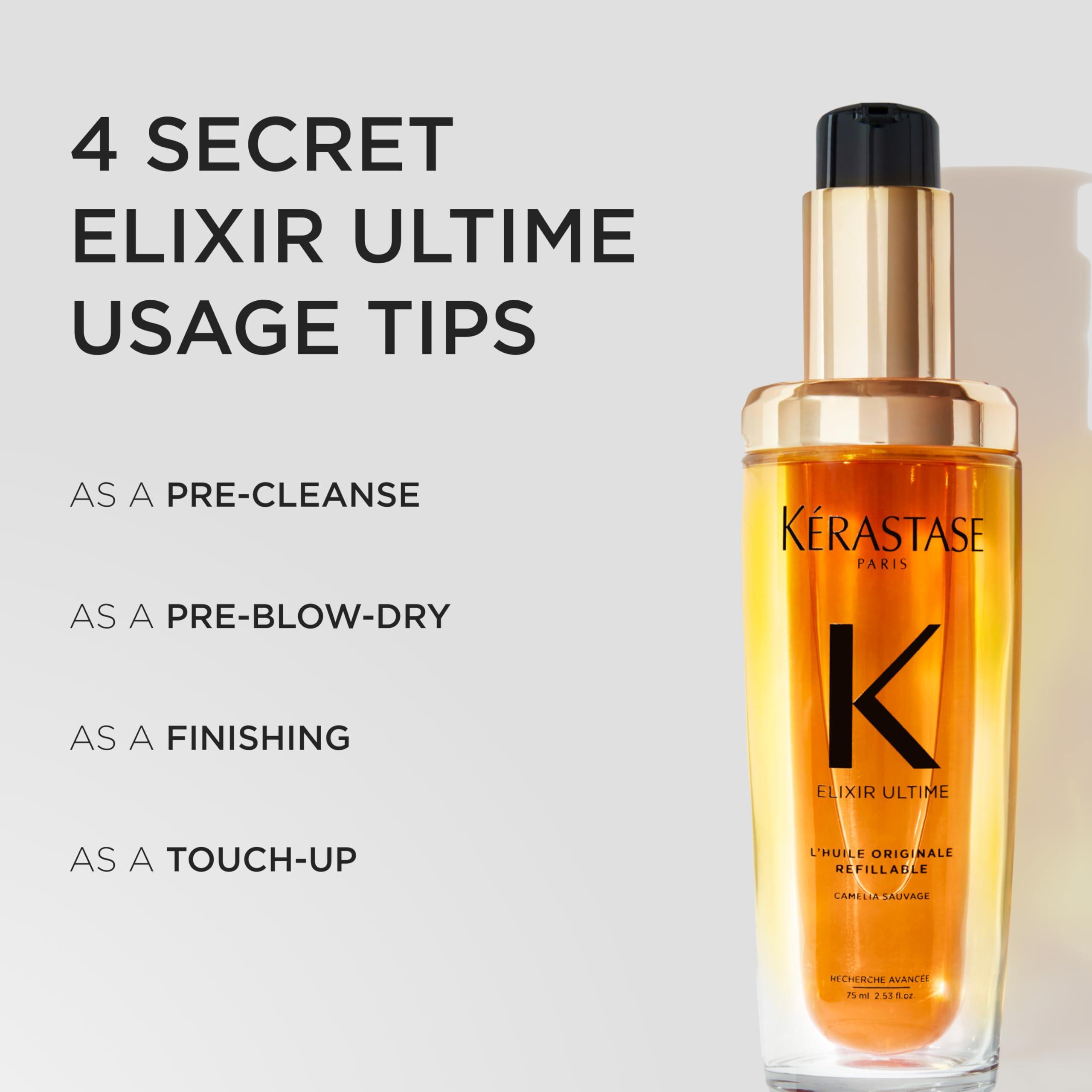 KERASTASE Kerastase Elixir Ultime Travel Size L'Huile Original Hair Oil - Hydrating Oil Serum to Smooth Frizz and Add Shine, Strengthens and Provides Heat Protection, For All Hair Types