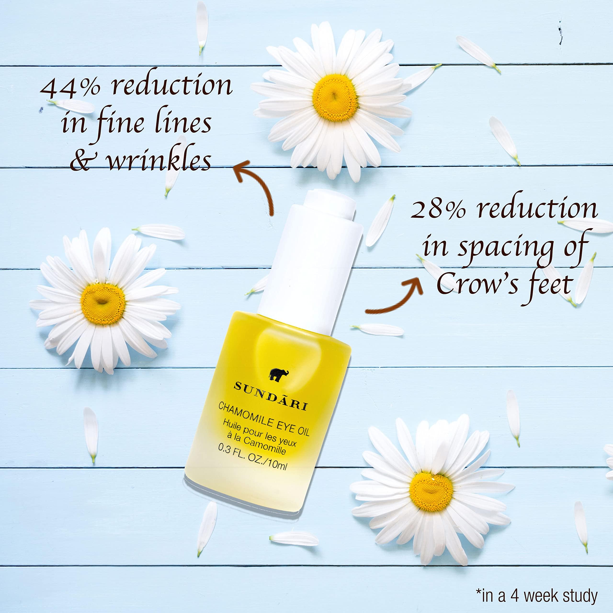 SUNDARI SUNDARI Chamomile Eye Oil - 0.3 Fl Oz, Natural Dark Circle Treatment, Anti-Aging, Wrinkle Reduction, Brightens, Nourishes, Smooths Under-Eye, Dropper