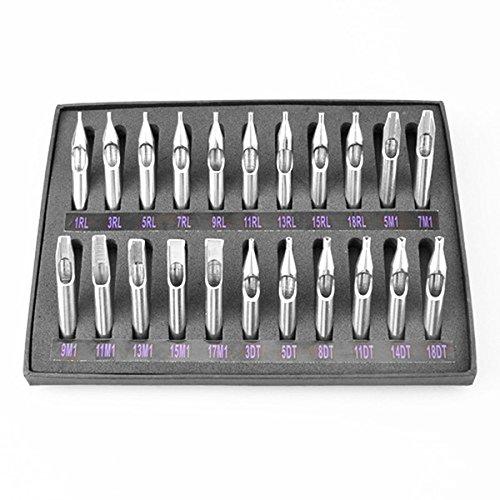 TAONE Tattoo Tip Kit 22 Pcs 304 Stainless Steel Tips Kits with Cleaning Brush Coil Tattoo Machine Rotary Gun Tip Accessories Set For Professional Tattooist Artists