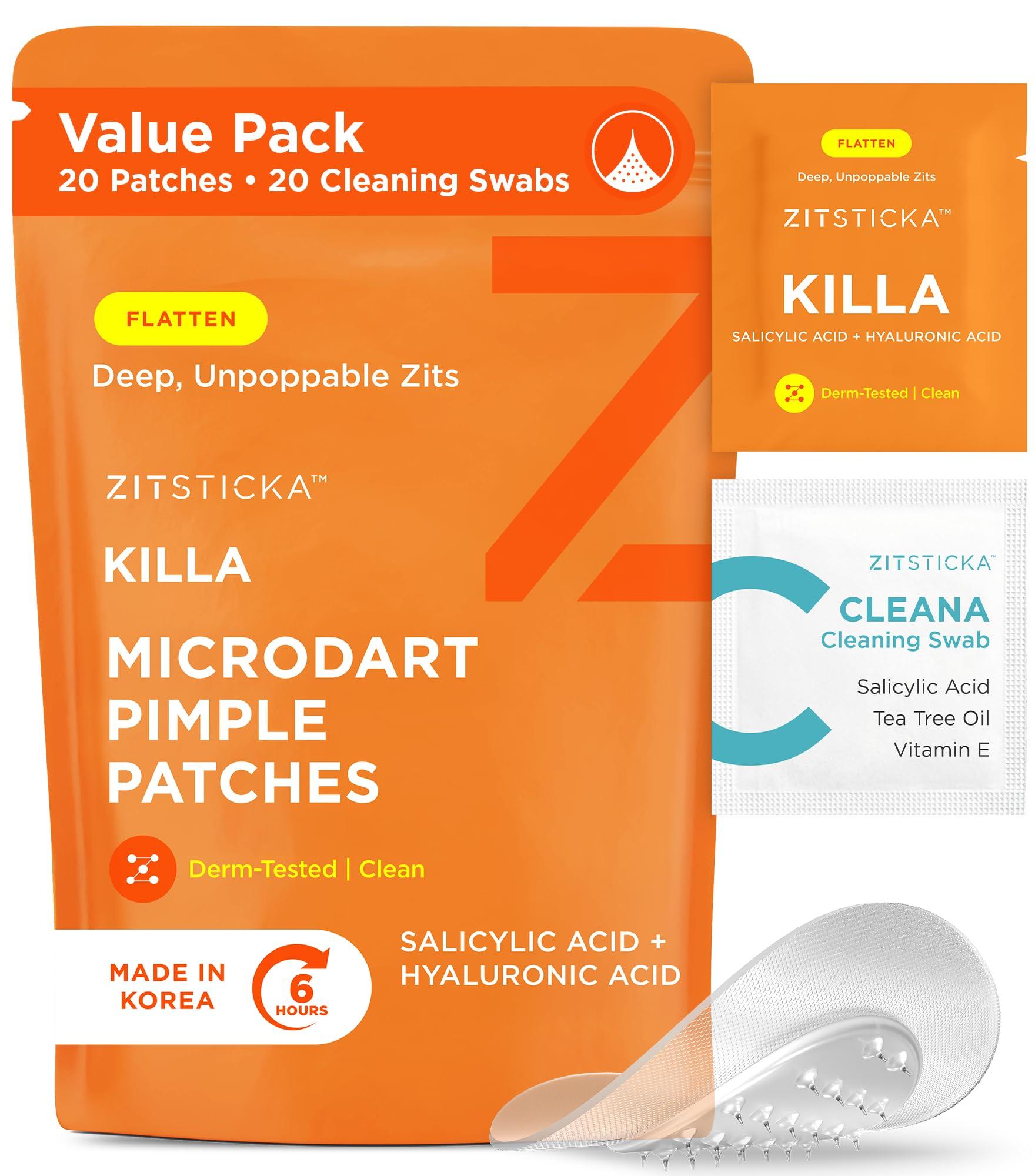 ZitSticka ZitSticka Killa Acne Patches for Face - World\'s Most Potent Pimple Patch with Fast-Acting Microdarts - Starts Working within 2 Hours for Deep, Early-Stage Zits - 20 Count