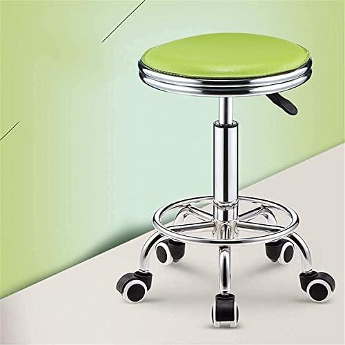 DEKD DEKD Round Rolling Stool Bar Stool Bar Stool with Wheels, Kitchen Island High Stool Adjustable Height Swivel Chair Home Office PU Leather Round Bar Chair (Color : F, Size : 33 * 39-51CM)