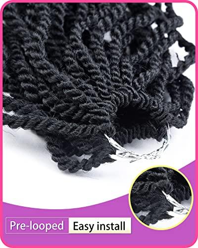 TOZIKA Crochet Hair for Kids 8 Inch Crochet Hair for Black Women 6 Packs Senegalese Twist Crochet Braids Wavy Ends Synthetic Hair Extension Curly Crochet Twist Braiding Hair (1B#, 8 Inch)
