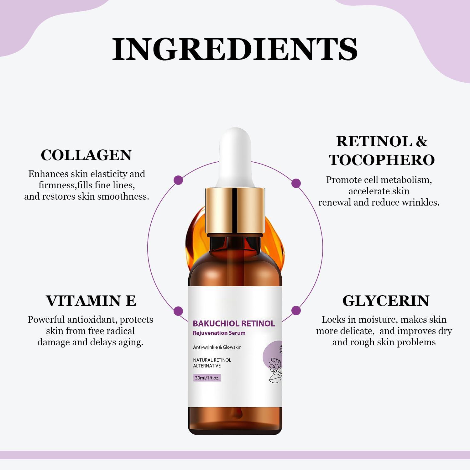 Iaolose 2 PCS Venature Bakuchiol Retinol Rejuvenation Serum, Bakuchiol Retinol Serum Korean for Face, Retinol Serum for Wrinkles, Reduce Wrinkles