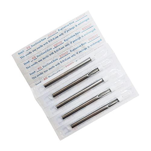 NEEDLEWALK Body Piercing Needles - NeedleWalk 100Pcs Hollow Needles 8G Piercing Needle Kit for Ear Nose Piercing And Lip Tongue Piercing Tattoo Supply