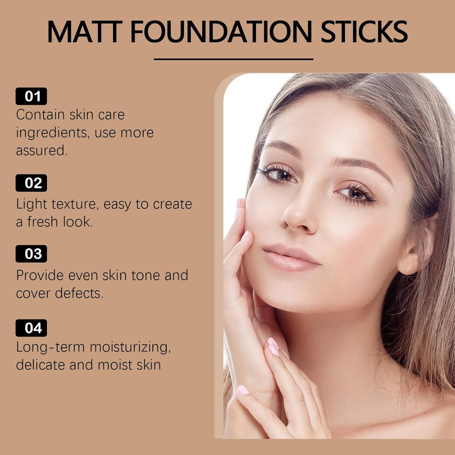 lfjfaecx Hydrating Lightweight Foundation Stick with Brush, Multi-Use Foundation Stick Makeup, Korea Buildable Eraser Foundation Longwear Face Contour Stick, Longwear Waterproof Face Makeup Stick (01 Ivory)