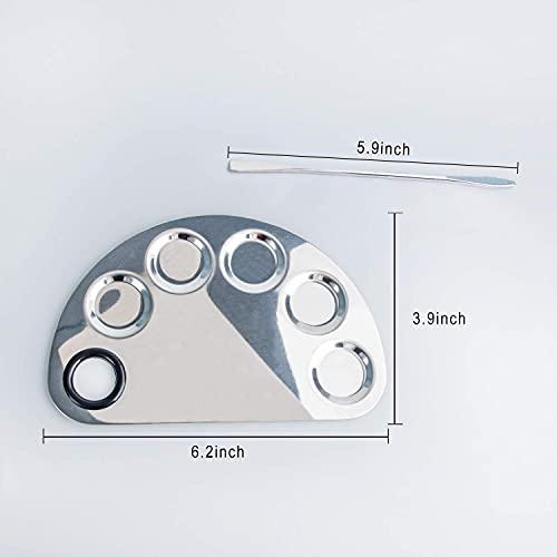 ALIOBC Pro Cosmetics Makeup Mixing Palette, Premium Stainless Steel Metal Makeup Palette Spatula Tool, Suitable for Mixing Foundation/Eye Shadow/Eyelash/Lipsticks/Nail Art