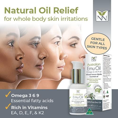 YNN Y-Not-Natural Y-Not Natural Ultra Pure Australian Emu Oil 60 mL - Luxury, Hospital Grade | Free Range Aboriginal Omega 3, 6 & 9 Oil Infused with Lemon Myrtle - Ultimate Moisturizer for Skin, Hair, Nails, and Scalp