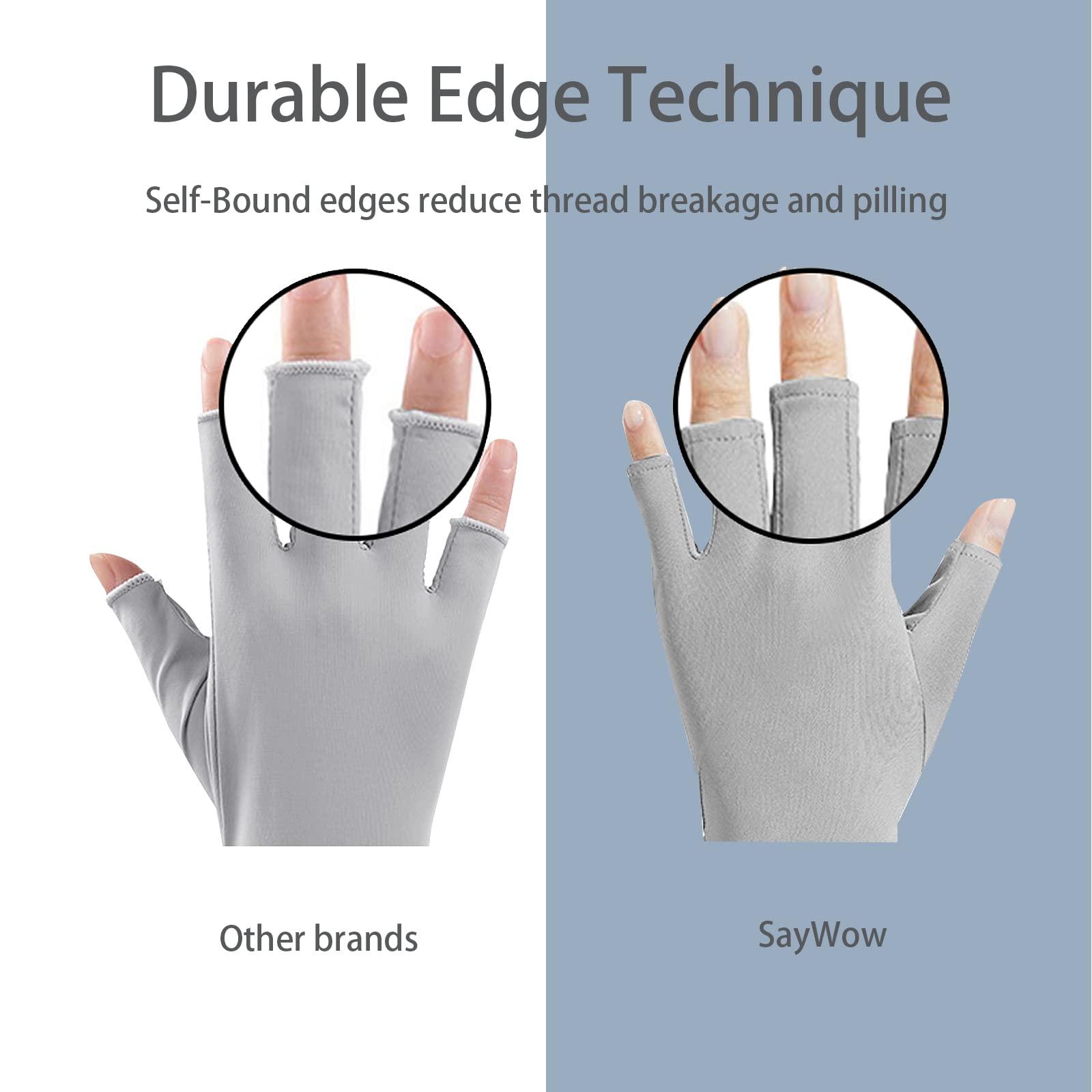 SayWow SayWow Sun Gloves UV Protection UPF 50+ for Women Fingerless for Manicure, Gel Nail Lamp, Driving, Hiking, Outdoor, Grey