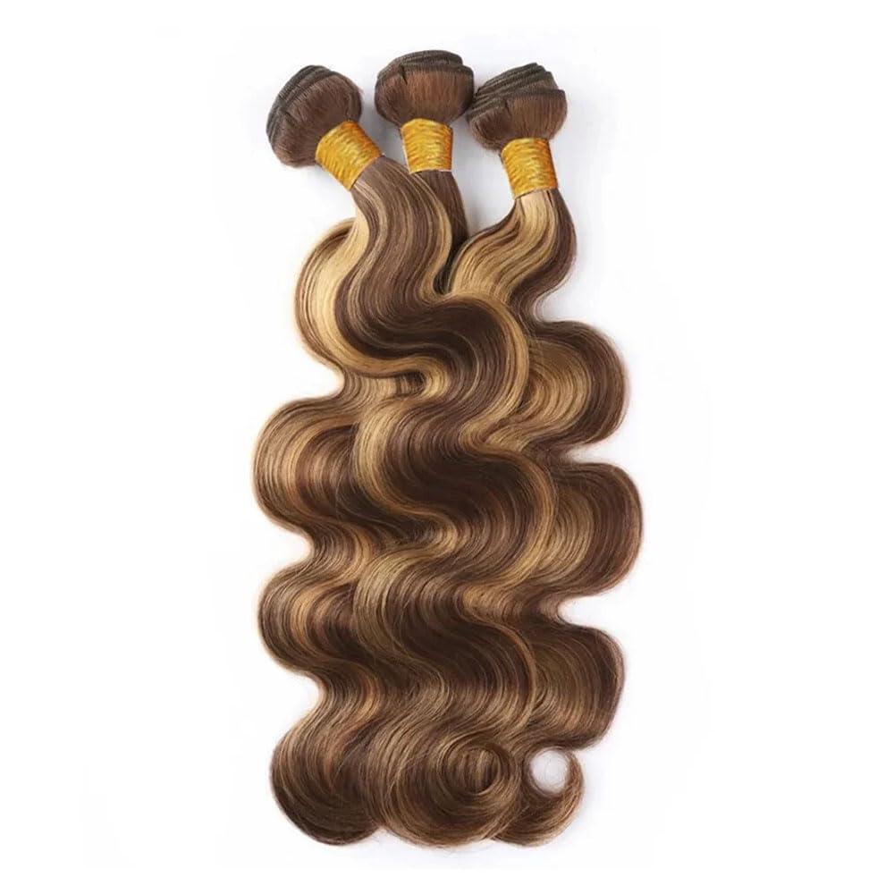 ZevPiul Honey Blonde Bundles Highlight Human Hair Bundles 22 22 22 Inch Ombre Blonde Body Wave 3 Bundles Brazilian Virgin Human Hair Bundles Two Tone Brown and Honey Blonde Bundles