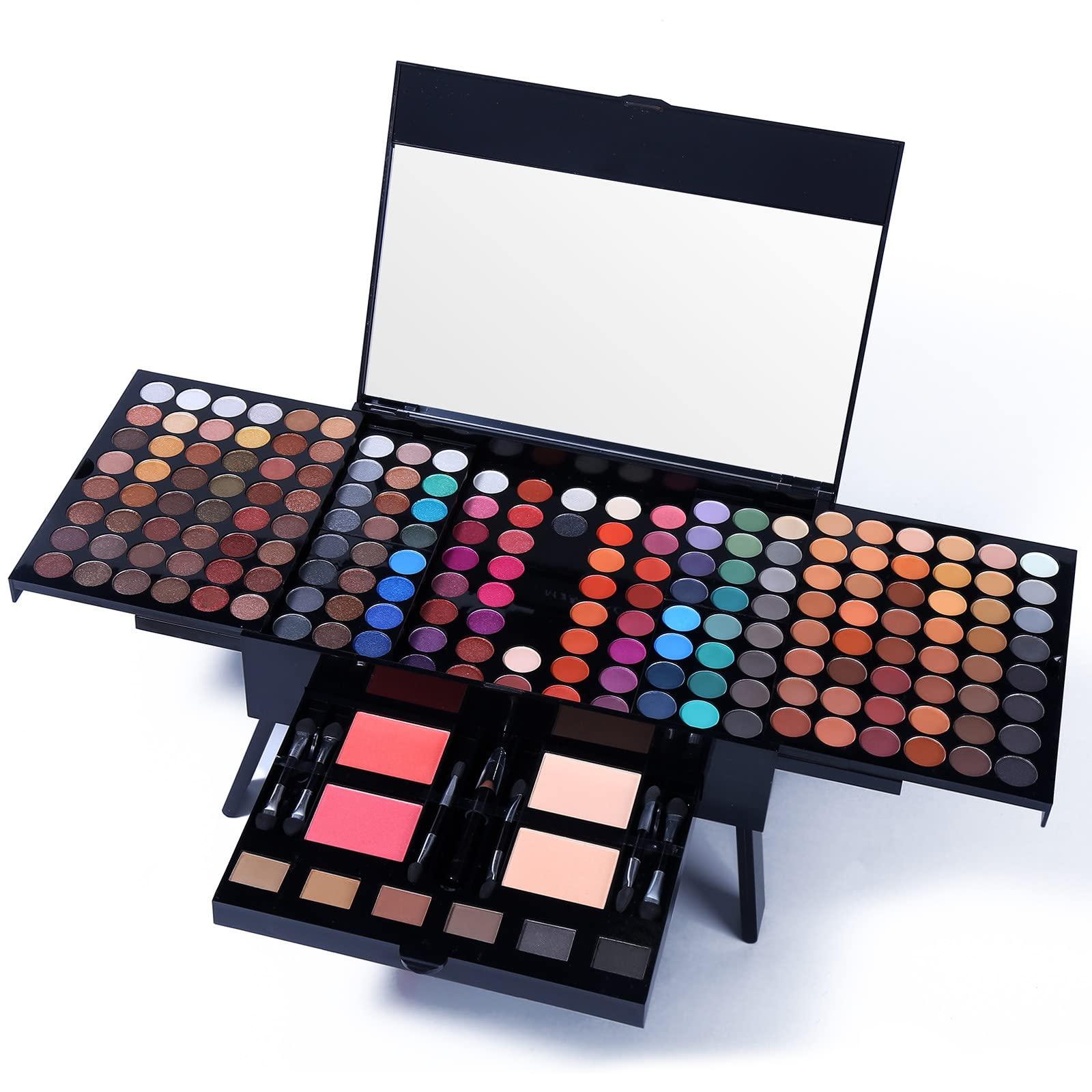 UCANBE Professional Makeup Kit for Women with Mirror All In One Makeup Gift Set for Teens 180 Color Eyeshadow Palette 2 Blush 2 Powder 1 Eyeliner 4 Eyebrow Make Up Sets Matte Shimmer Mixing Pallet Eye Shadow