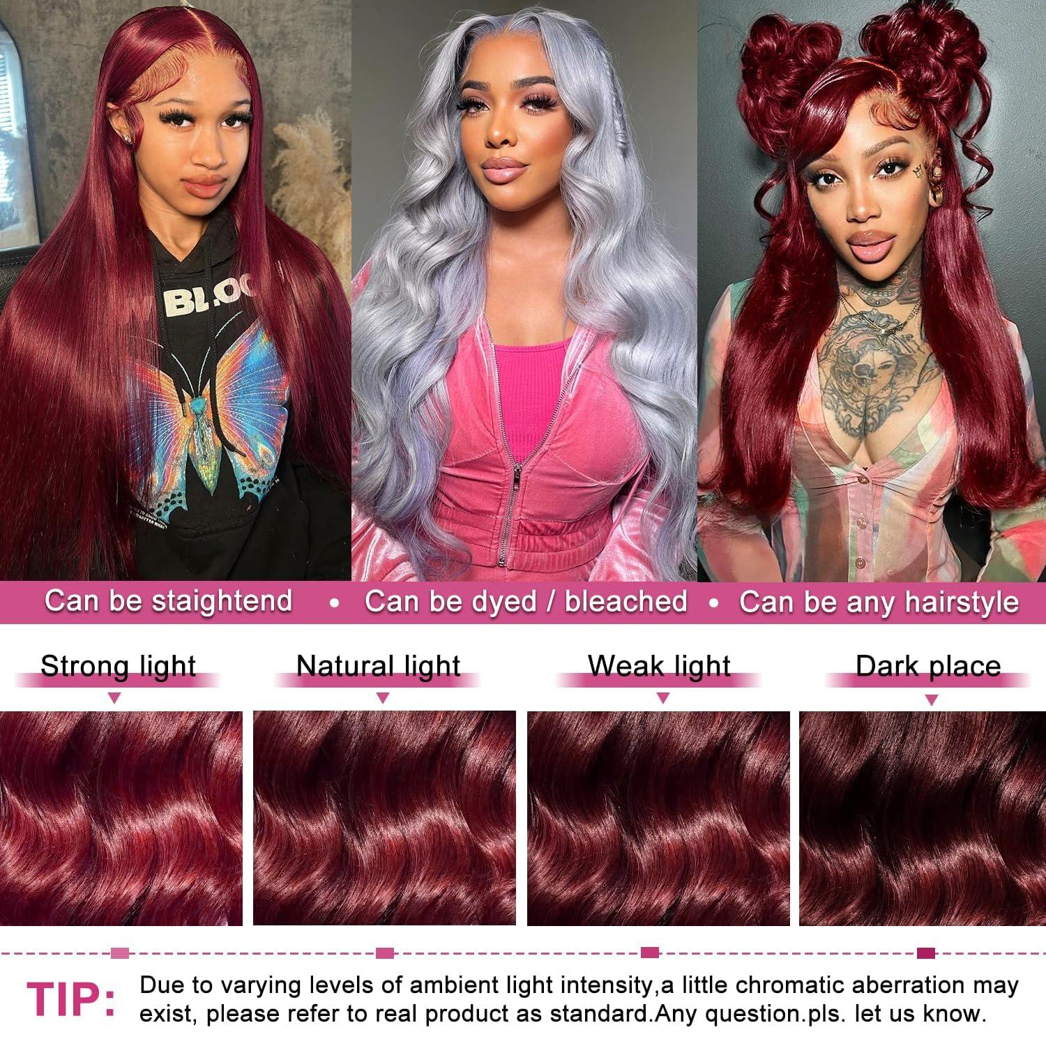 magicjoy magicjoy 99J 13x6 HD Lace Front Wigs Human Hair Pre Plucked Burgundy Lace Front Wigs Human Hair Body Wave 180% Density Glueless Red Wine Wigs for Women Human Hair Red Lace Front Wig Body Wave 24 Inch