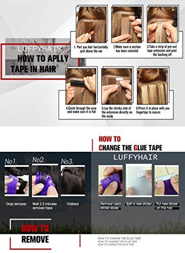 RJ HAIR Water Wave Tape in Hair Extensions 40 Pieces Full Head Brazilian Human Hair invisible Seamless Skin Weft (24inch 40Pieces, #27(Honey Blonde))