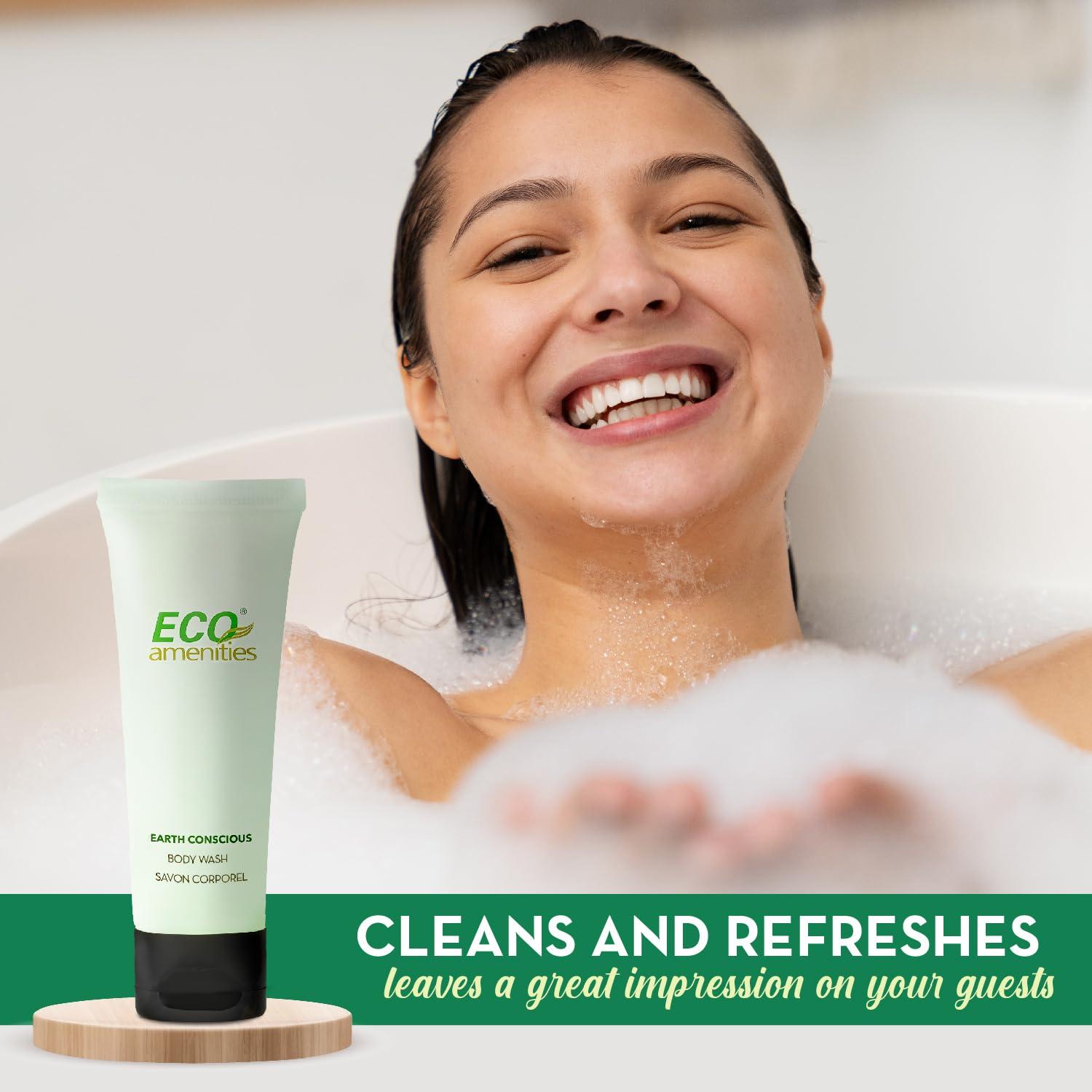 ECO amenities ECO amenities Travel Size Body Wash Bulk - Hotel Supplies for Guests - Great for Vacation Rental and Airbnb Toiletries - Body Wash for Men & Women - Green Tea Scent - 72 pack, 1.0 fl oz (30ml) tubes
