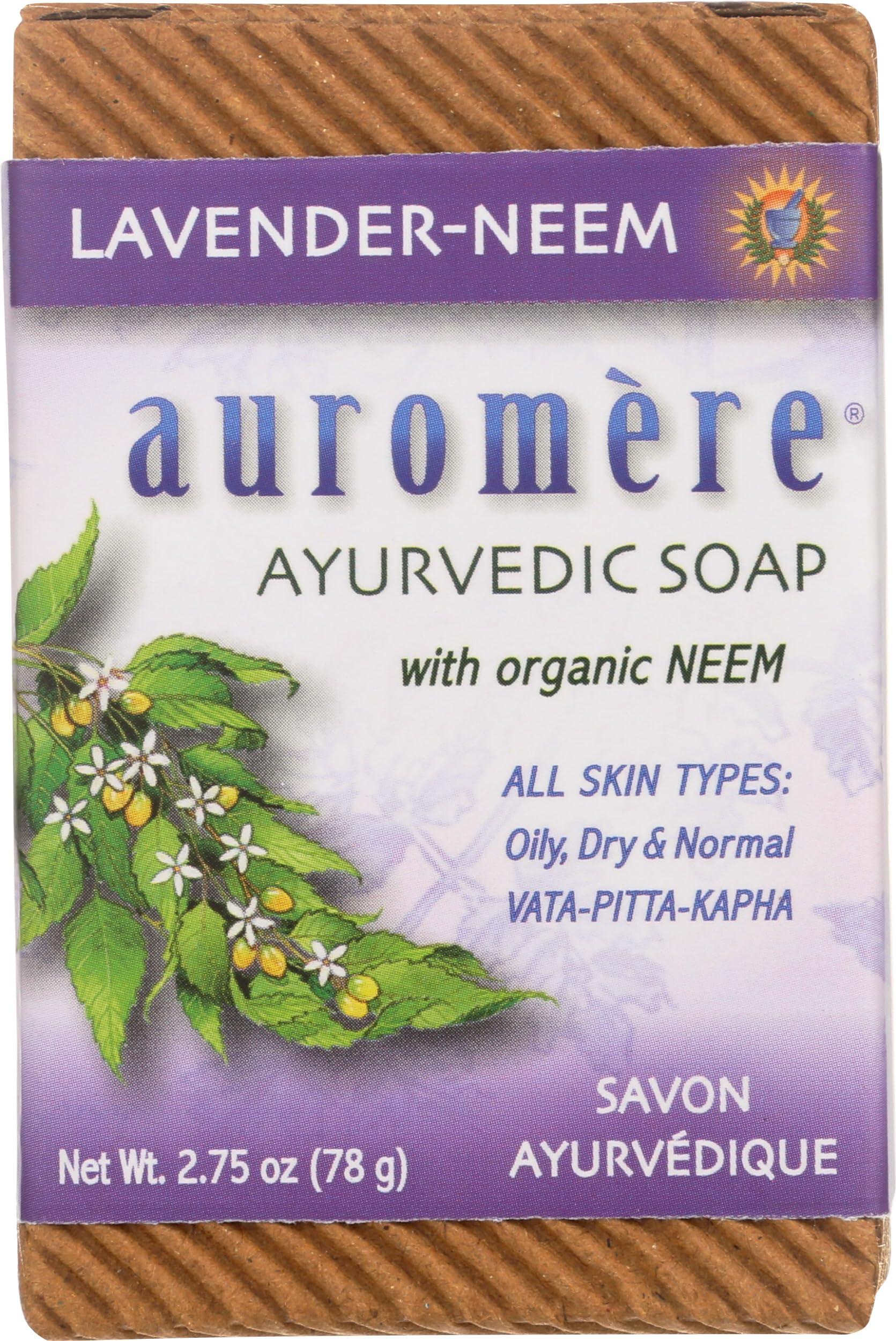 Auromere Auromere Ayurvedic Lavender Neem Bar Soap, Natural, Non GMO, 2.75 Ounce (Pack of 12)
