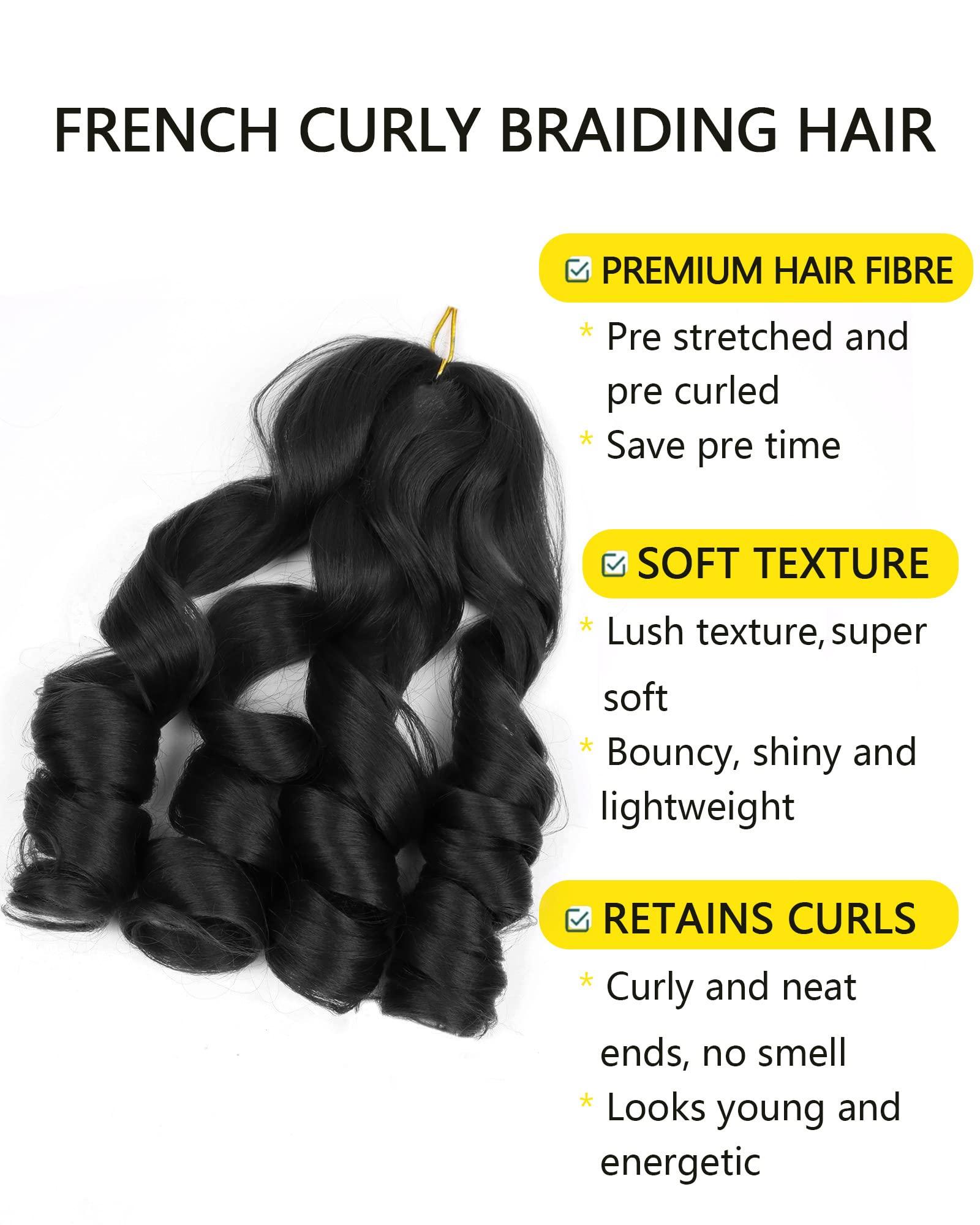 Aeagoo French Curl Braiding Hair 14 Inch 8 Packs Short Wavy Braiding Hair Pre Stretched for Box Braids Yaki Texture Loose Wave Curly Braiding Hair For Black Women (14 Inch,1B)