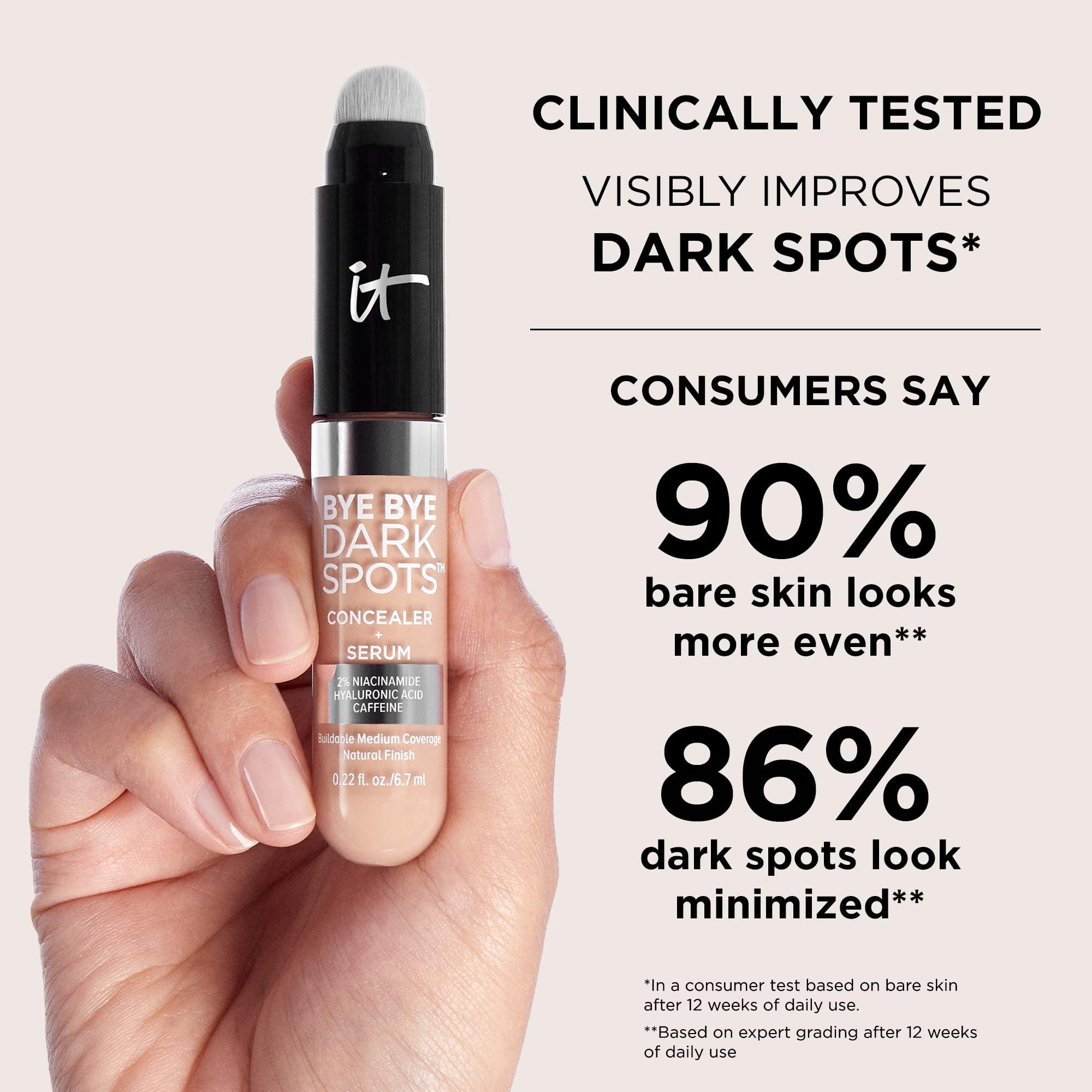 IT Cosmetics IT Cosmetics Bye Bye Dark Spots Concealer + Brightening Serum 2% Niacinamide, Hyaluronic Acid & Caffeine - Medium Coverage, Natural Finish, All Skin Types 12 Fair Warm, 0.22 fl. oz