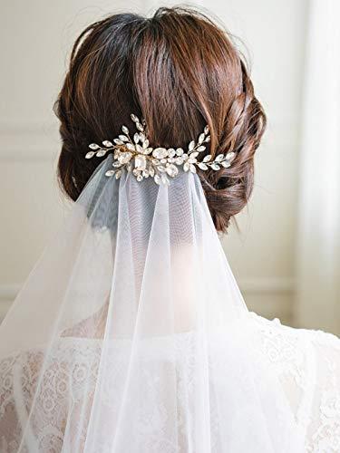 EVILD Evild Rhinestone Wedding Hair Comb Silver Crystal Bridal Headpieces Leaf Bride Hair Clip Bridal Headdress Wedding Hair Accessories for Brides and Bridesmaids