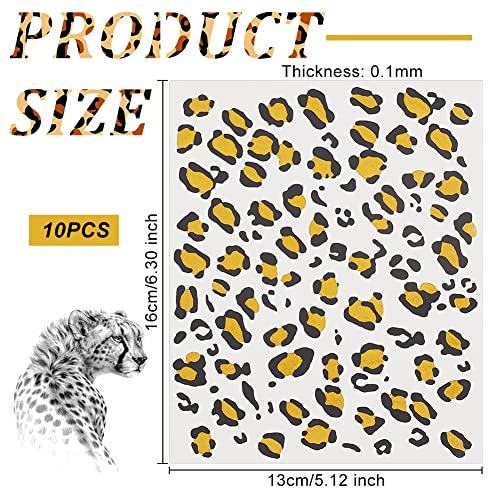 OLYCRAFT OLYCRAFT 10 Sheets Temporary Leopard Tattoo Stickers 5x6 Inch Cheetah Leopard Print Tattoo Stickers Leopard Face Stickers Removable Stickers for Women Art Party Decor Halloween Costume Black & Gold
