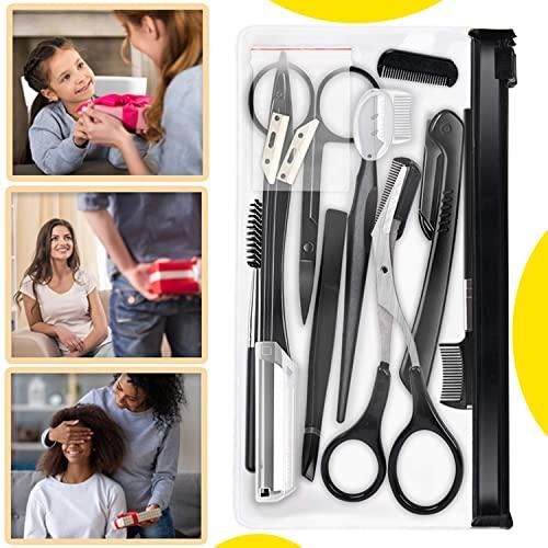 ONEUPIN 8 In 1 Eyebrow Grooming Kit, Multipurpose Exfoliating Dermaplaning Tool, Male And Female Facial Razor Facial Trimming Razor Eyebrow Brush Scissors Tweezers Tool