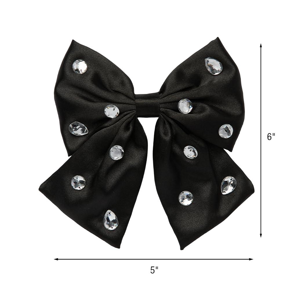 Conair Scunci by Conair Bow Barrette w/Gem Stones - hair accessories - hair accessories for women - Holiday - Black bow - Black hair bows