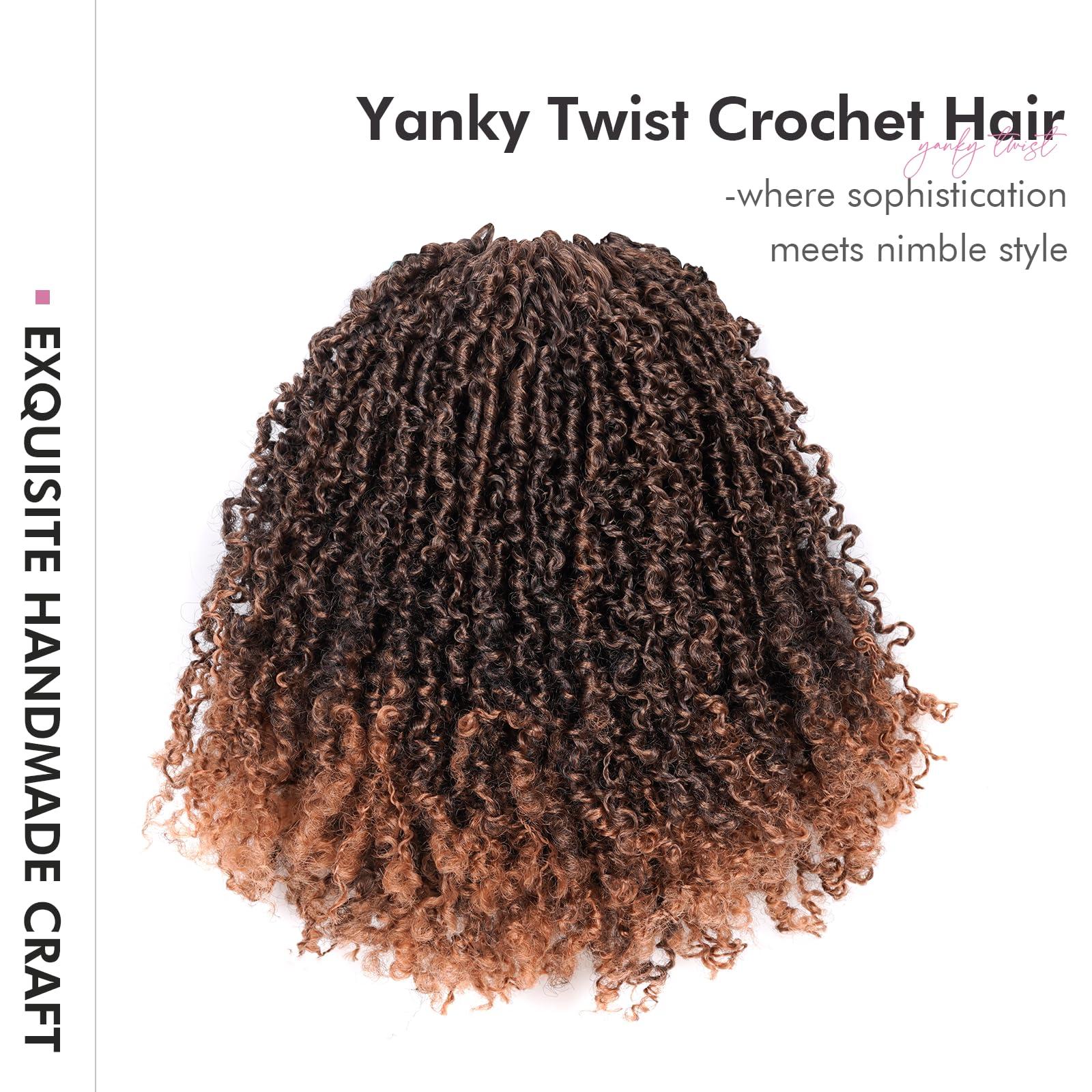 ToyoTress Toyotress Yanky Twist Crochet Hair - 10 Inch 8 Packs (30 Strands/Pcs) Fluffy Spring Mini Twist Short Bob Passion Twist, Ombre Brown Pre-Looped Crochet Braids Braiding Hair (10 Inch, T30-8P)
