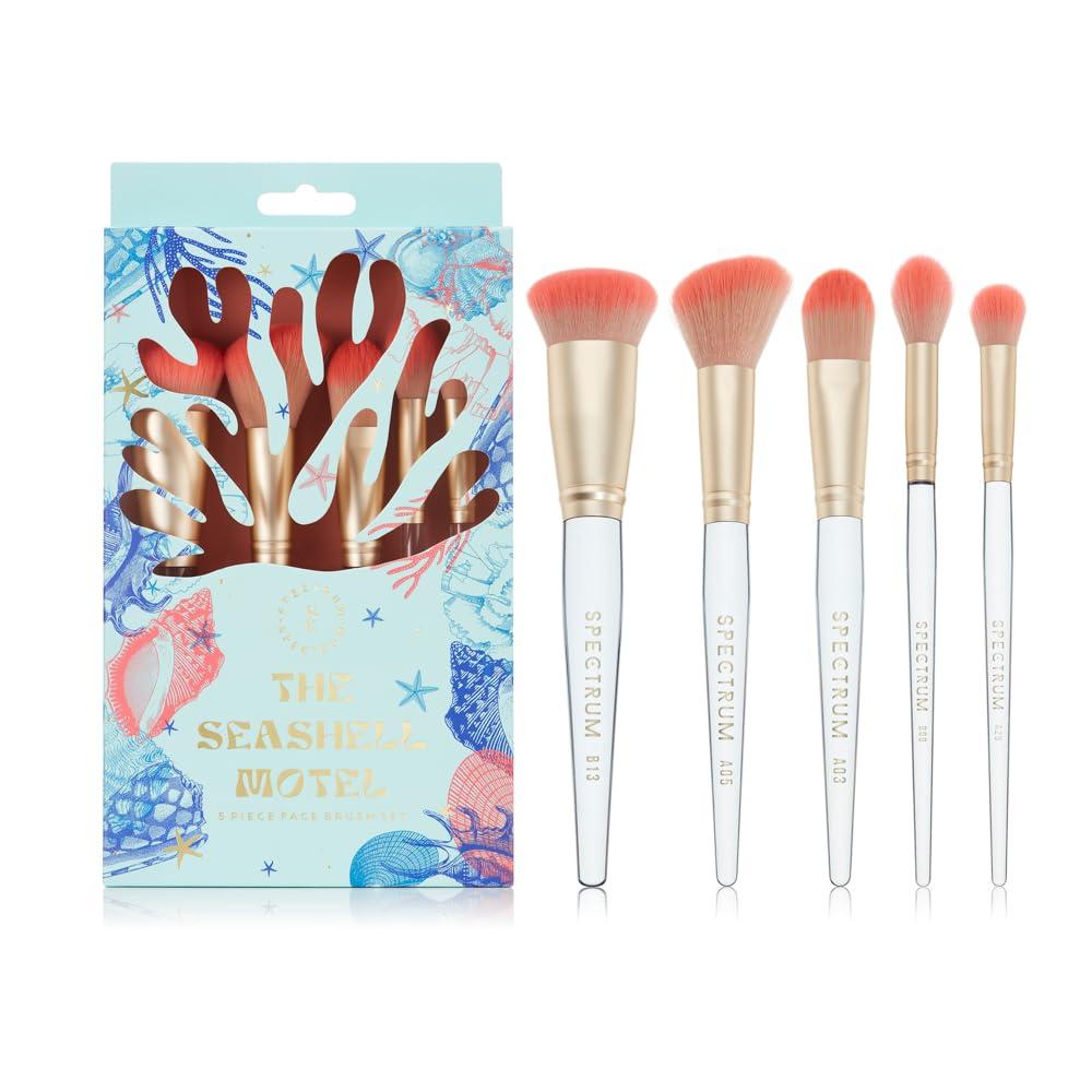 Spectrum Collections Spectrum Collections The Seashell Motel Make Up Brushes, Spectrum Makeup Brushes Set Including Face Brushes and Eye Brushes with Soft Synthetic Bristles, 5 Piece Makeup Brush Set