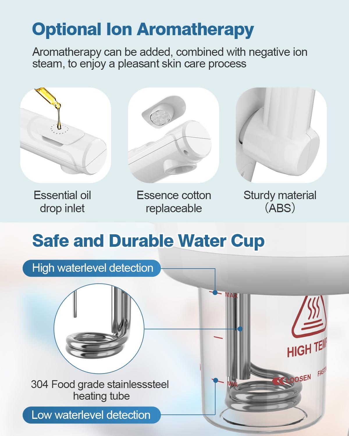 Kingsteam Kingsteam 2 in 1 Hot and Cold Facial Steamer, 30 Min Timer, Ionic Facial Steamer for Home, Esthetician, Professional Nano Water Mist with Large Water Volume for Beauty Salons - Ozone Facial Sprayer