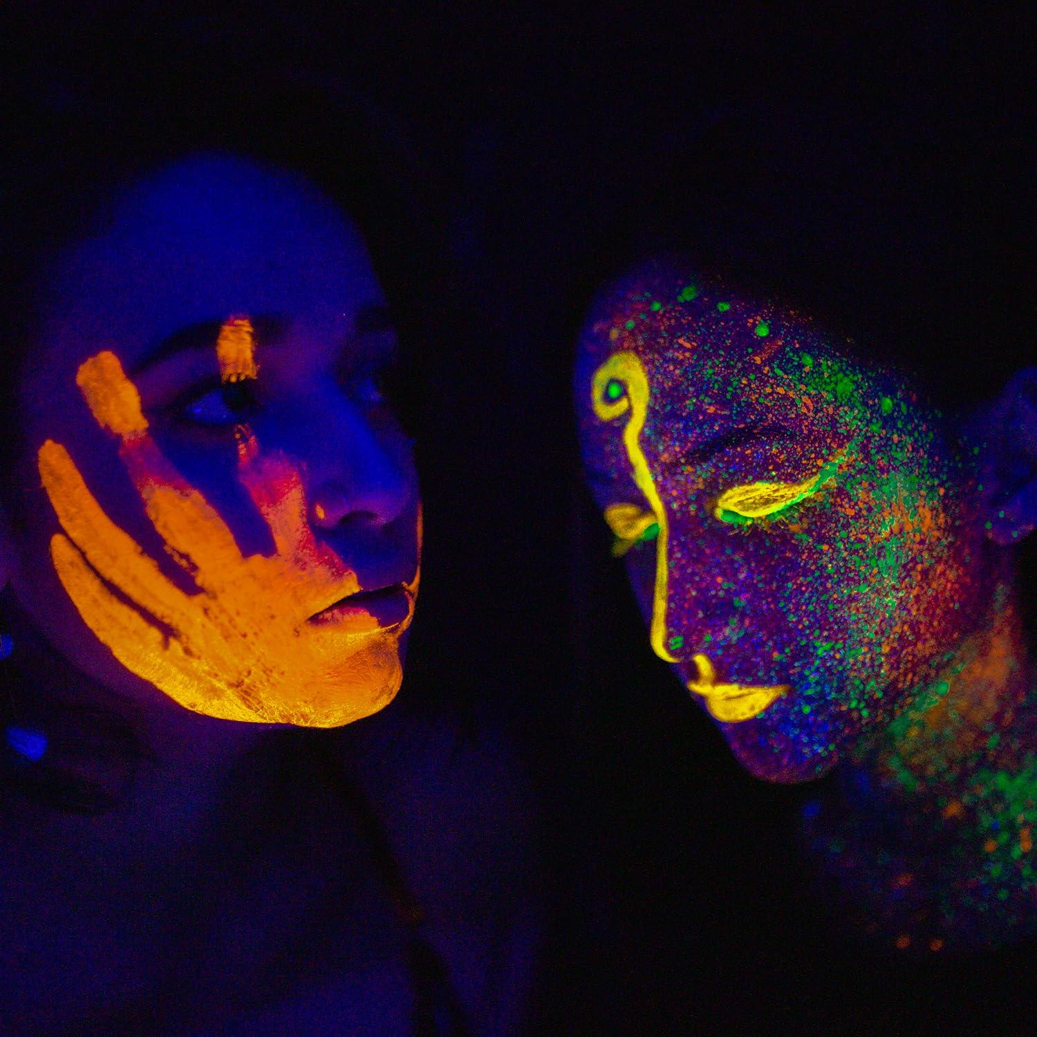 Mysense Mysense UV Blacklight Face Paint,Neon Fluorescent Body Paint,Single Water Activated Eyeliner,Water Based Glow in the Dark Makeup for Party Halloween Cosplay,Pink