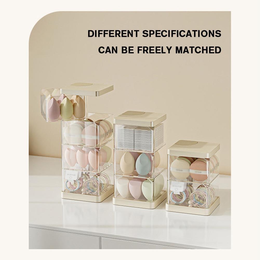 KWJNH KWJNH Cosmetic Storage Box Transparent Acrylic Swivel Shelf Desktop Skin Care Product Dresser Finishing,Rotating Powder Puff Storage Box Jewelry Organizer for Women