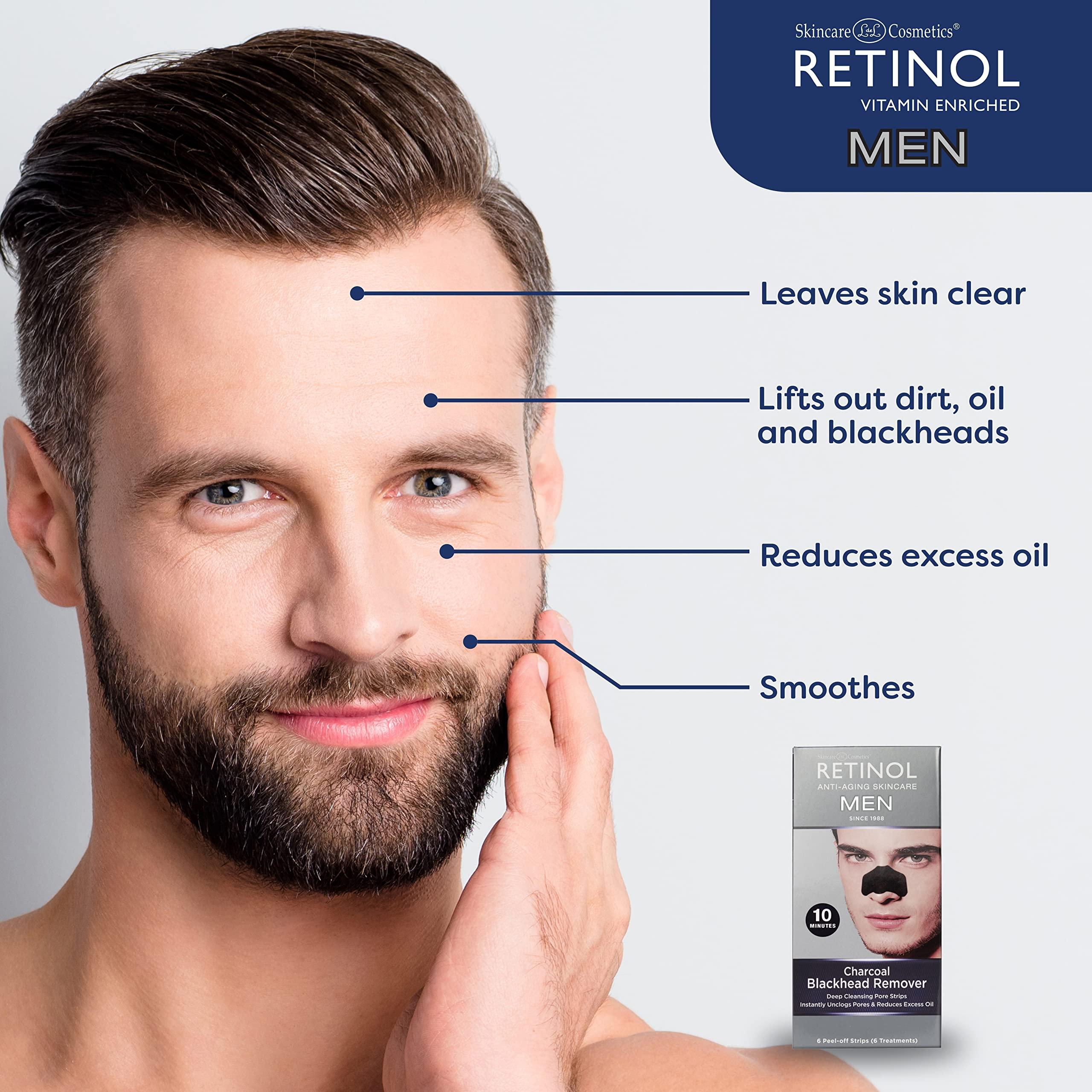 Retinol Retinol Mens Charcoal Blackhead Remover The Original Anti-Aging Peel-Off Cleansing Pore Strips Unclogs Pores & Lifts Out Deep-Down Dirt, Oil & Blackheads In Just 10 Minutes
