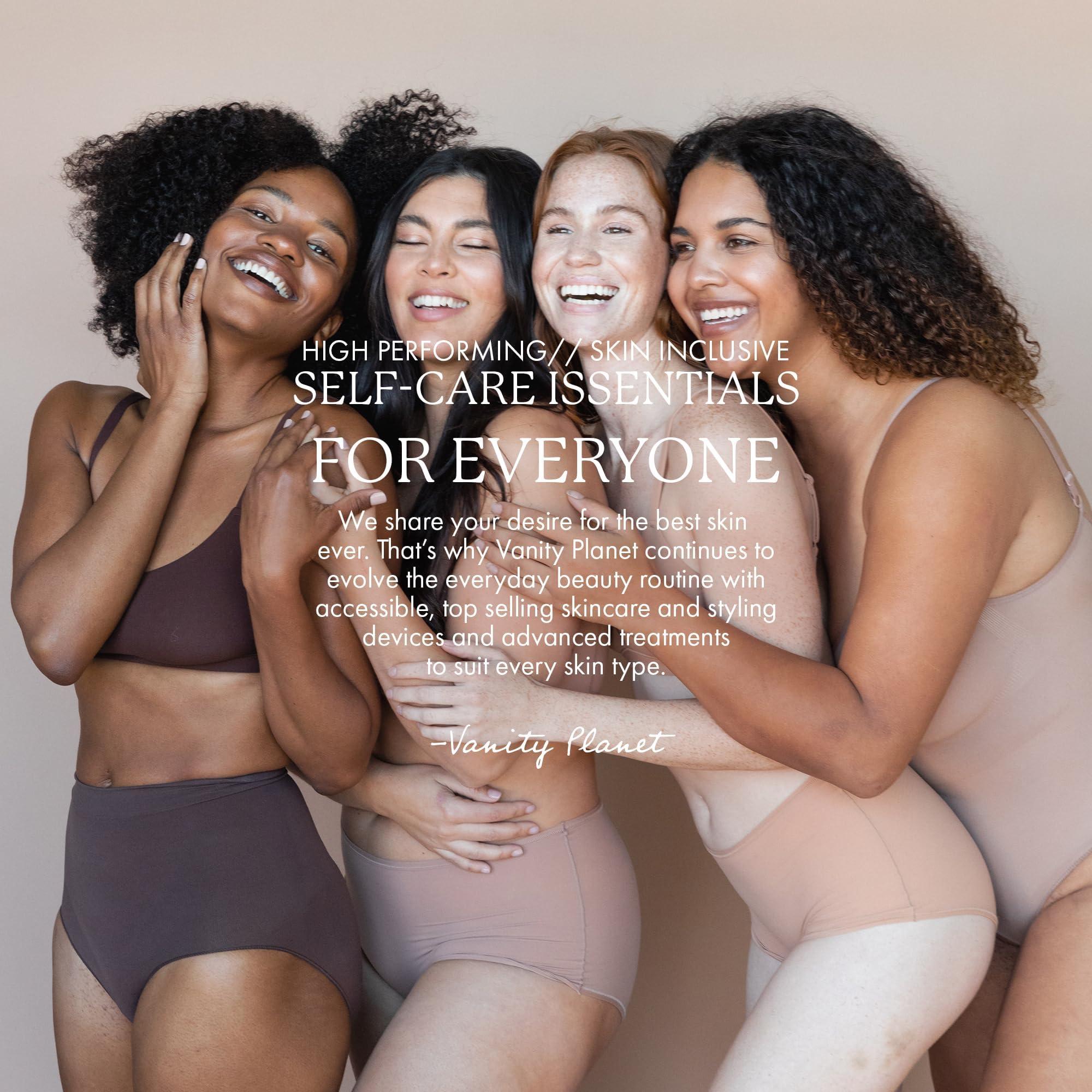 Vanity Planet Raedia Handheld Facial Cleansing Brush with 4 Interchangeable Brush Heads by Vanity Planet - Lightweight Daily Cleansing Brush for Glowing Skin - Water Resistant Face Exfoliator - Warm Grey