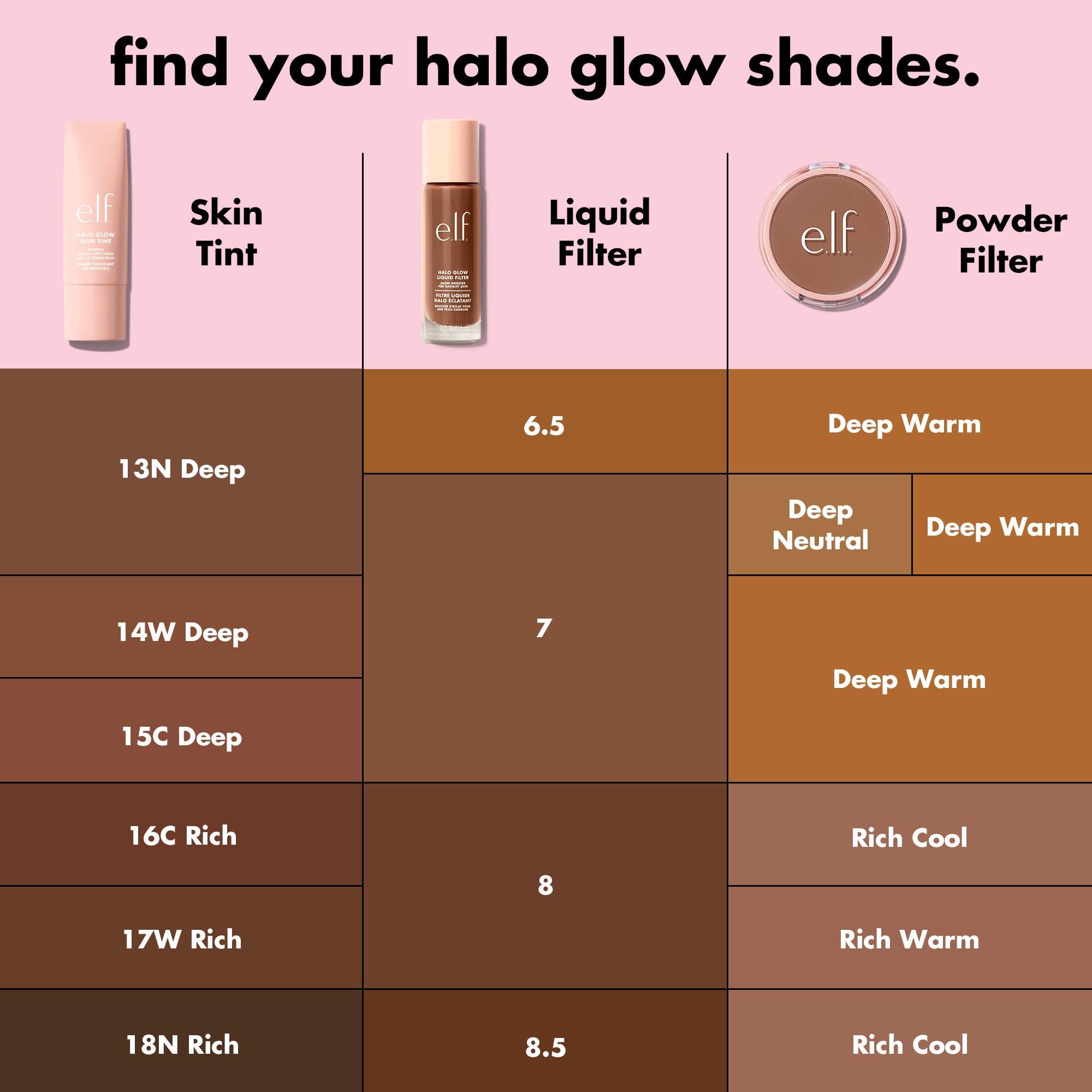 e.l.f. e.l.f. Halo Glow Liquid Filter, Complexion Booster For A Glowing, Soft-Focus Look, Infused With Hyaluronic Acid, Vegan & Cruelty-Free, 7 Deep/Rich
