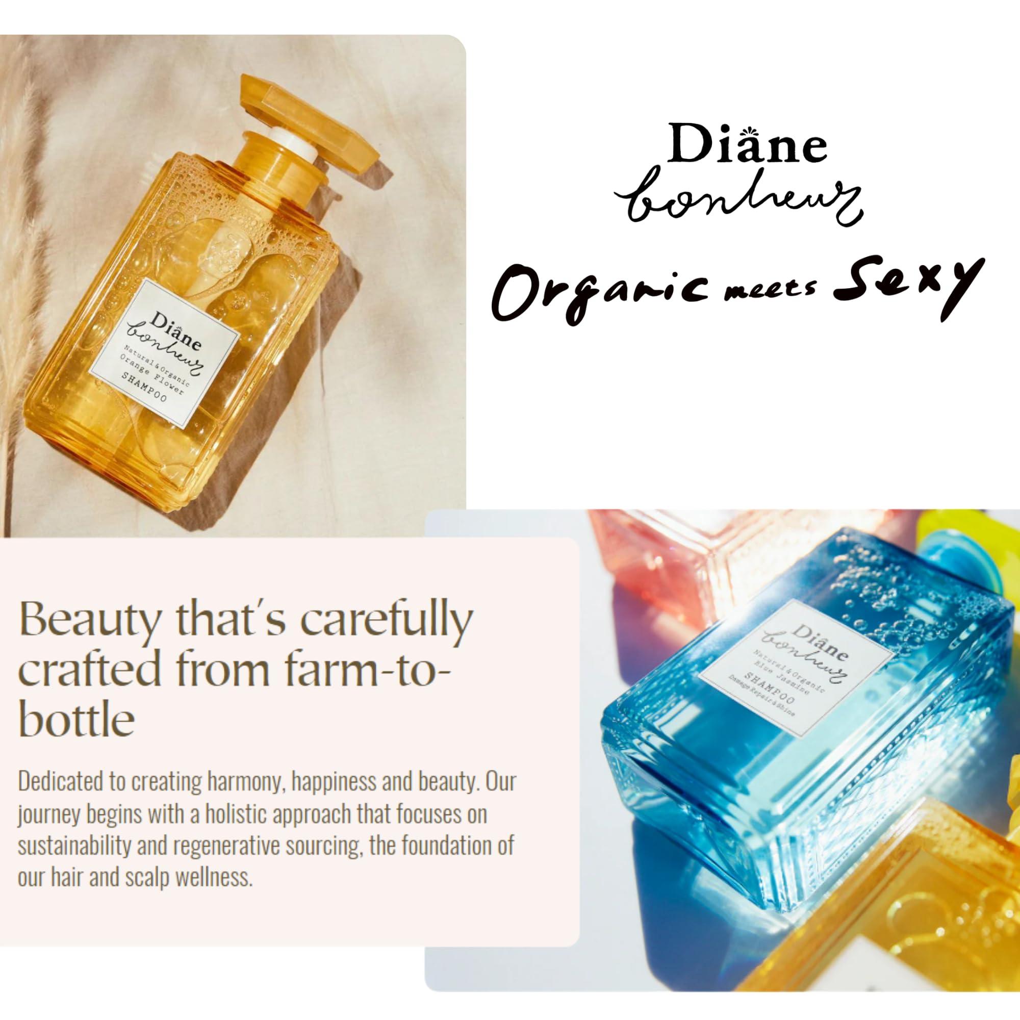 Moist Diane Diane Bonheur Natural Orange Flower Hydrating Hair Shampoo, Gentle Cleansing Hair & Scalp for Men & Women Soft Haircare, Japanese Clarifying Moisture Frizz & Dry Hair Control, 16.9 Fl Oz/500 mL