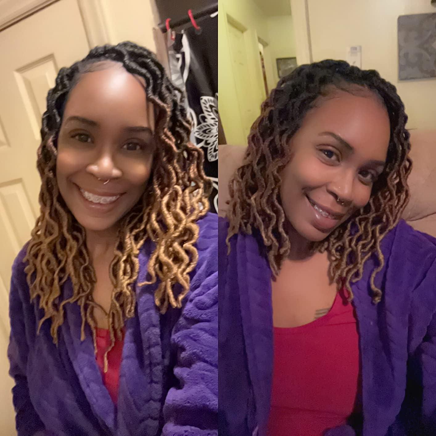 THEMIS HAIR Gypsy Faux Locs Crochet Hair 14inch 6Packs Soft Goddess Locs Pre Looped Crochet Braids Beach Curl Bohemian Dreadlock Hair Extensions14inch,OT1B/30/27