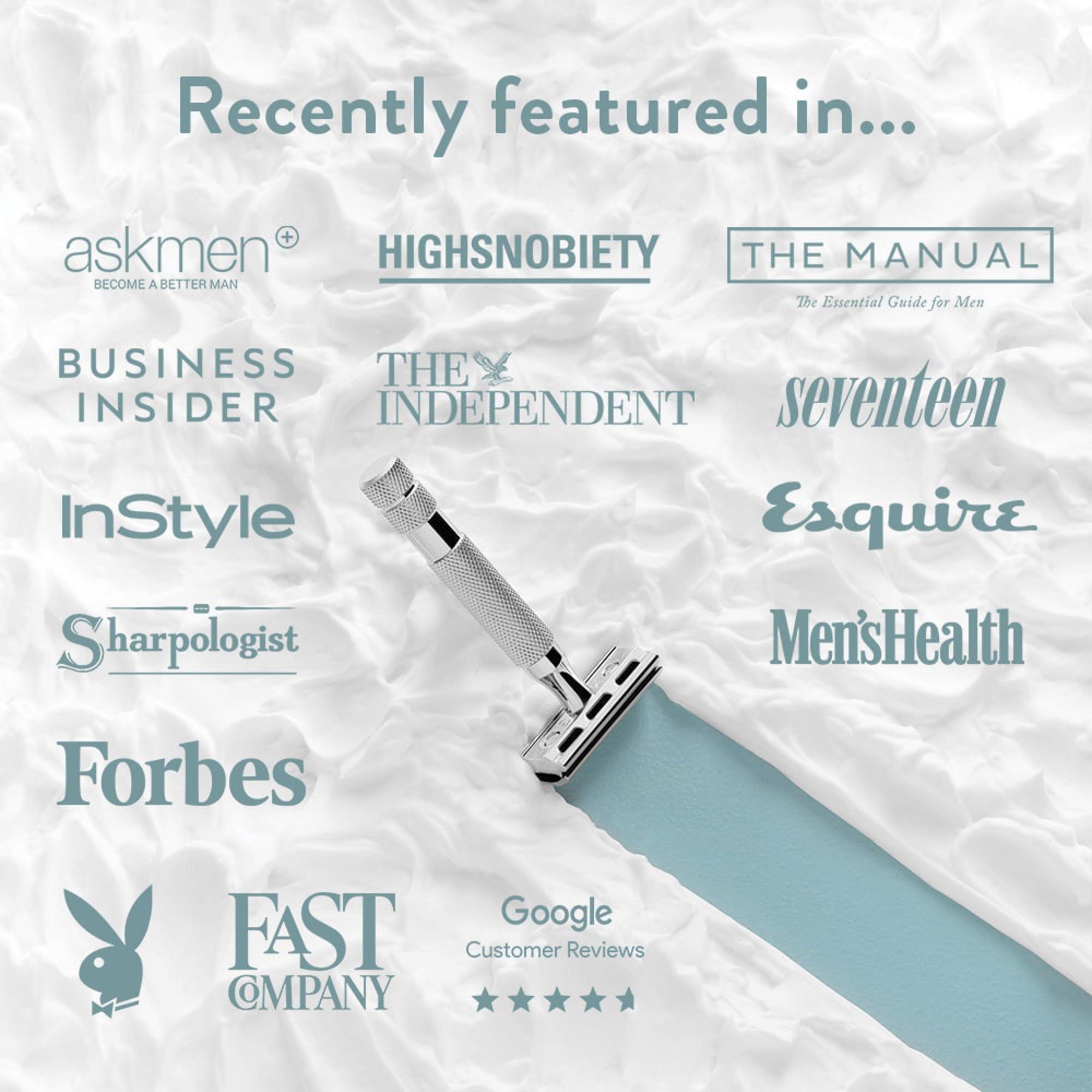 ROCKWELL RAZORS ROCKWELL RAZORS 2C White Chrome Double Edge Safety Razor With Adjustable Shave Settings and 5 Fully Recyclable Razor Blades. Reusable Safety Razors for Men and Women.