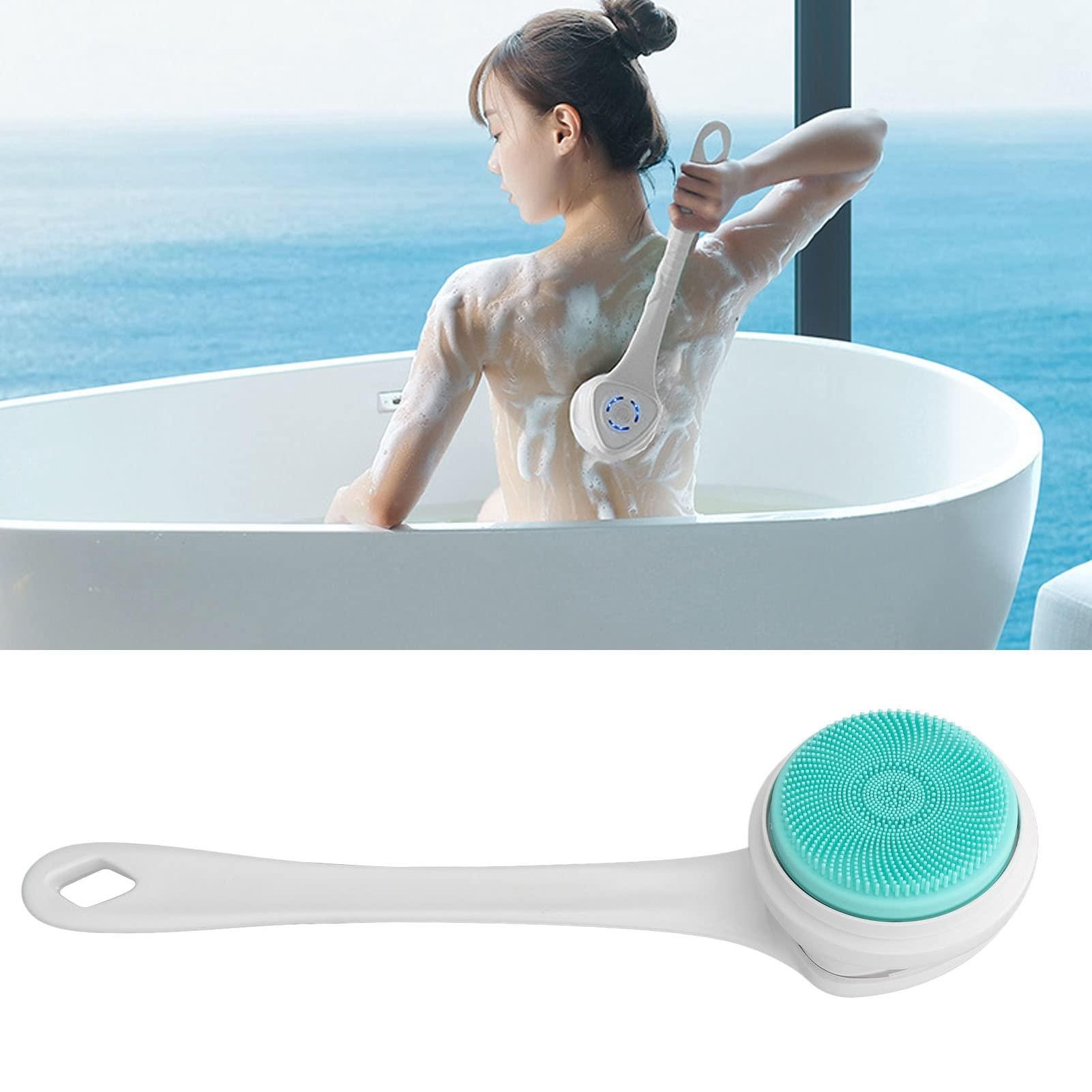 TIKATARER Automatic Back Scrubber for Shower, Fully Automatic Electric Bath Brush Electric Body Brush Back Brush Long Handle Shower Back Brush for Elderly Pregnant Women Children White