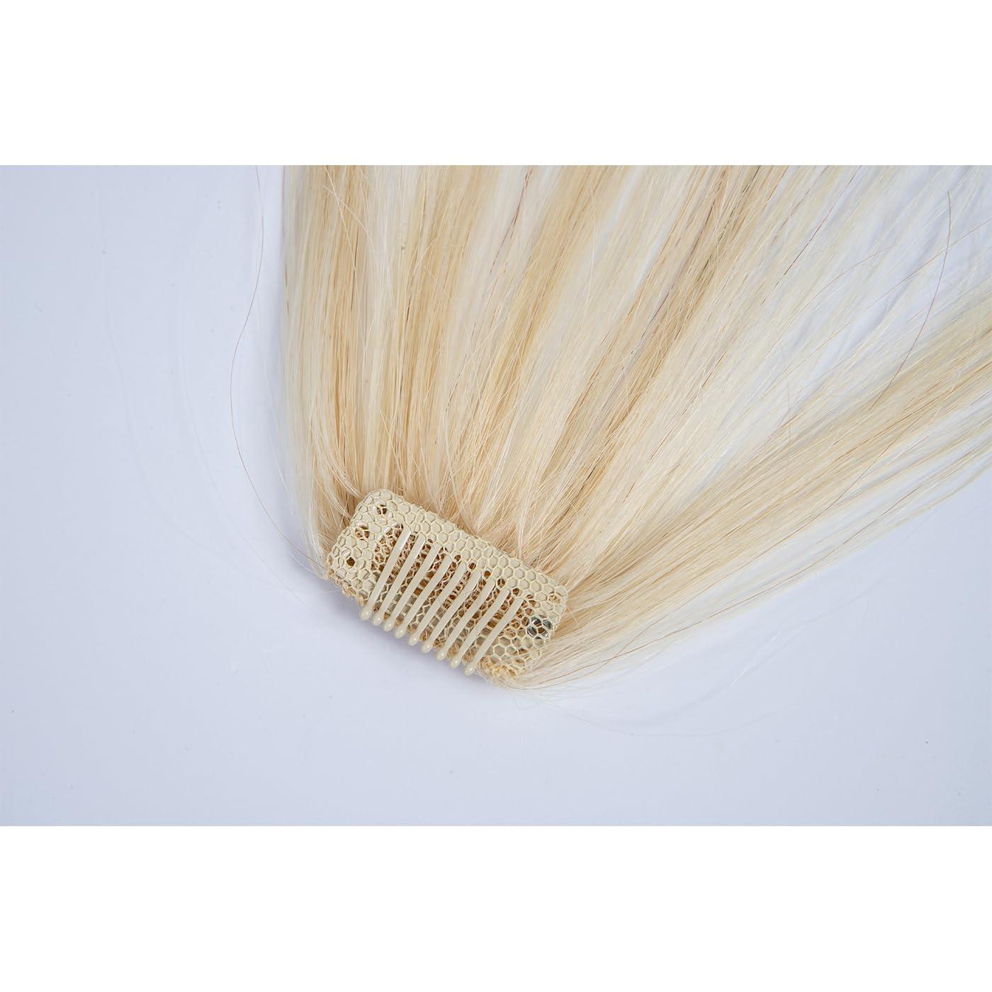SLEEKALON SLEEKALON Clip in Bangs Human Hair Platinum Blonde Air Bangs Remy Hair Clip On Bang Hairpiece for Women Curved Bangs Hair Clip Fringe with Temples for Daily Wear(#60-Platinum Blonde)