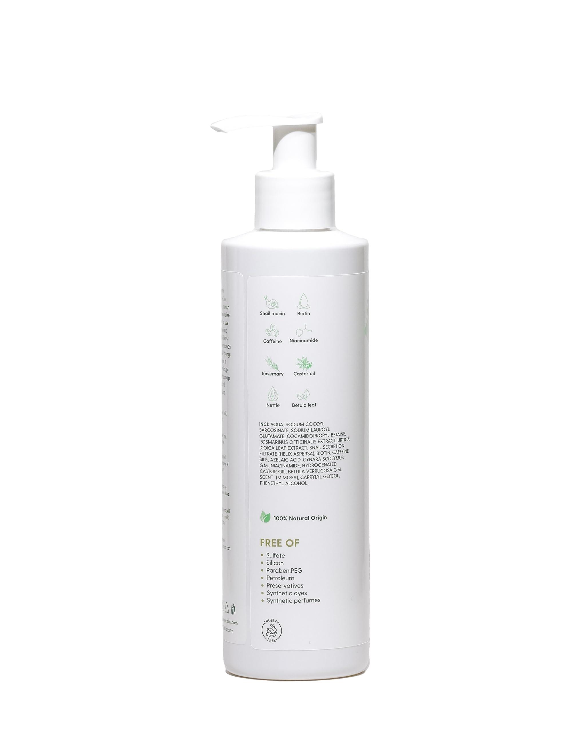 ZAIN1.618 Natural Hair growth Shampoo With Snail Mucin, Rosemary, Biotin, Niacinamide, Castor oil and Caffeine.(Mimosa, 8.45 oz) pH Level 5.2