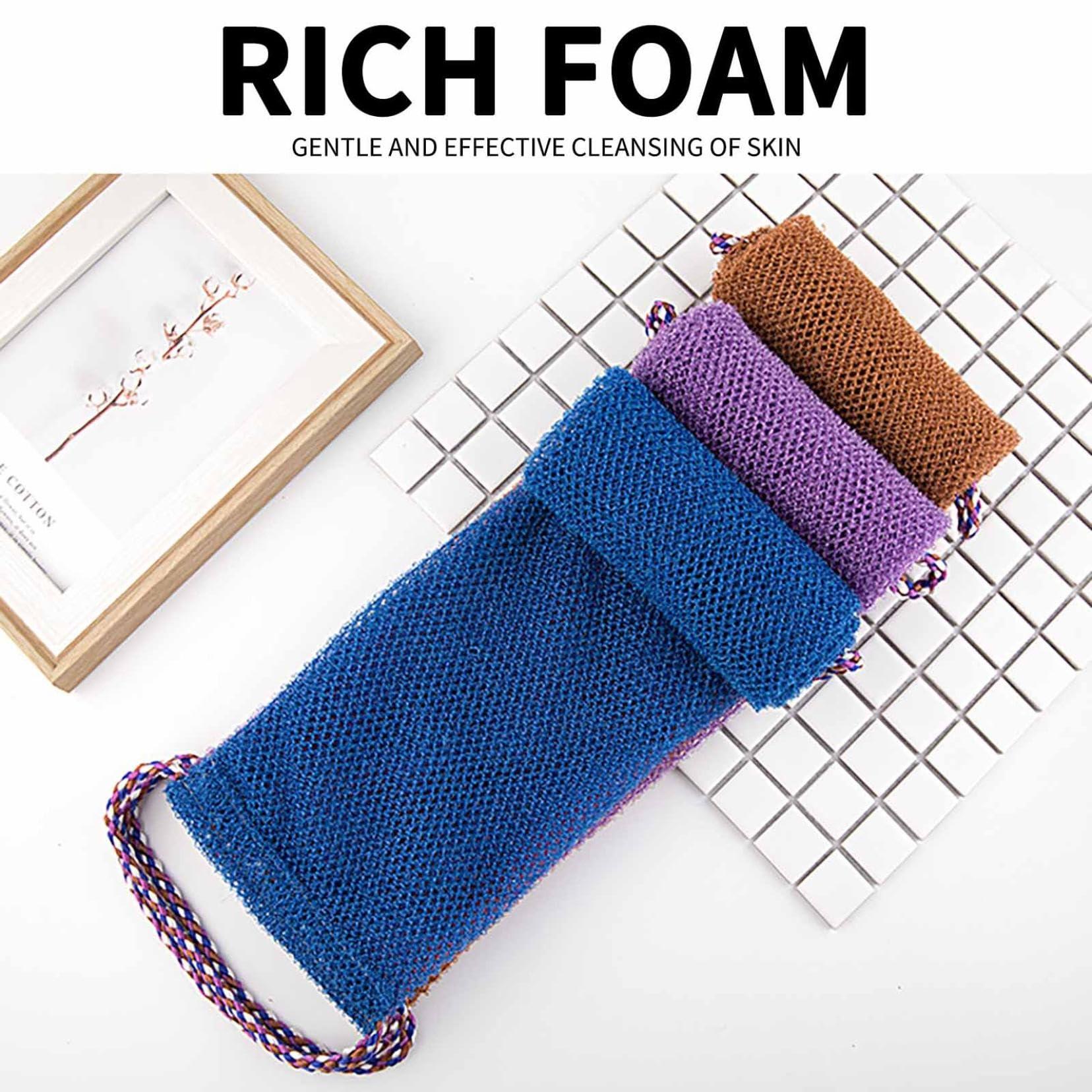 Generic African Exfoliating Net, African Net Sponge Authentic,Real,Black Owned,Exfoliating Bath Wash Cloth,Long Sponge, Body Exfoliator,Shower Bath Accessories,Back Foot Scalp Scrub Bath Sponges (Yellow)