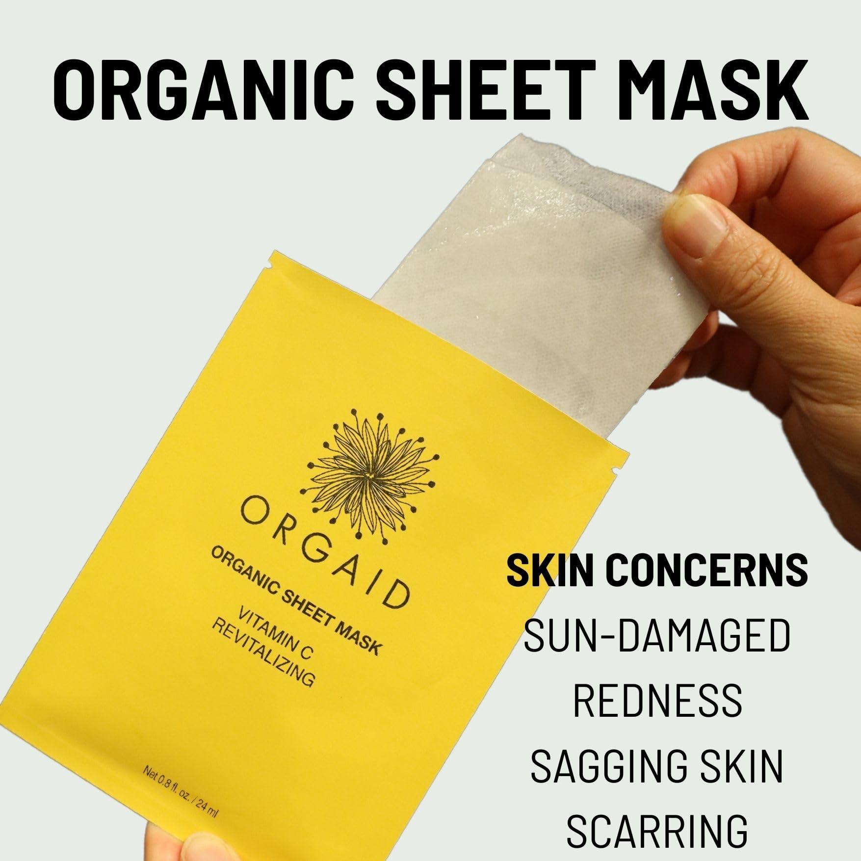 ORGAID ORGAID Organic Sheet Mask | Made in USA (Vitamin C & Revitalizing, pack of 4)