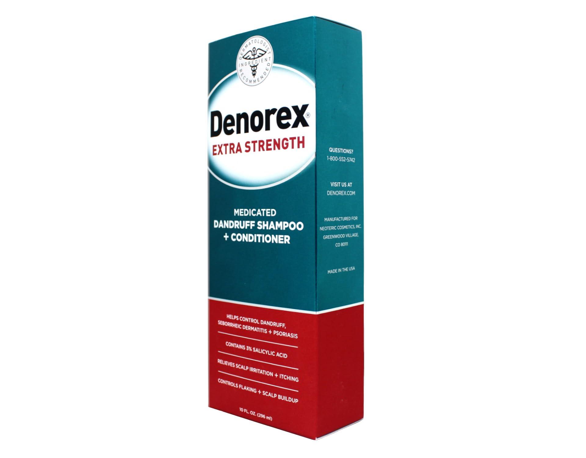 Lindesa Denorex Extra Strength Dandruff Shampoo + Conditioner 10 oz(Pack Of 4)